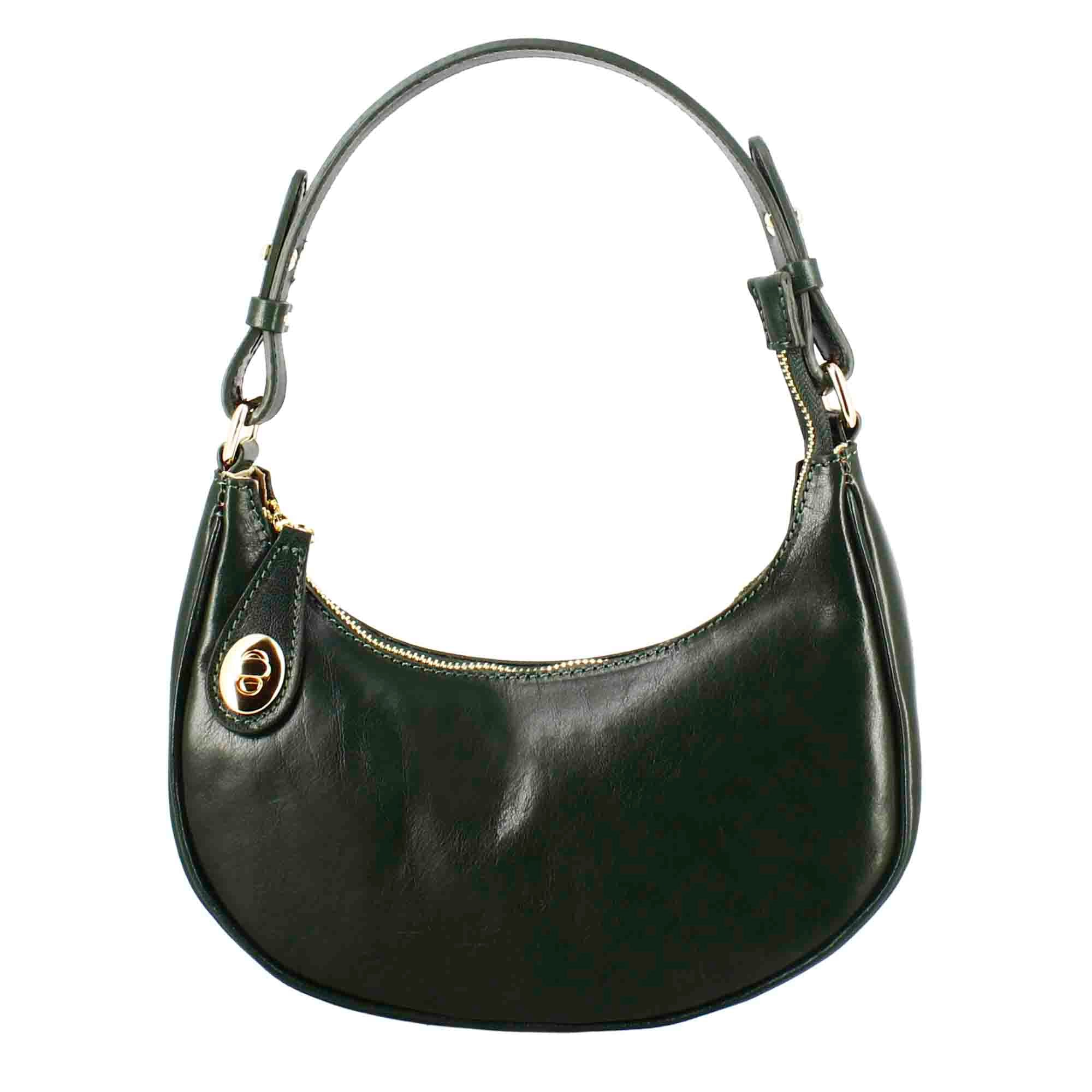 Jane leather shoulder bag with removable shoulder strap, green colour