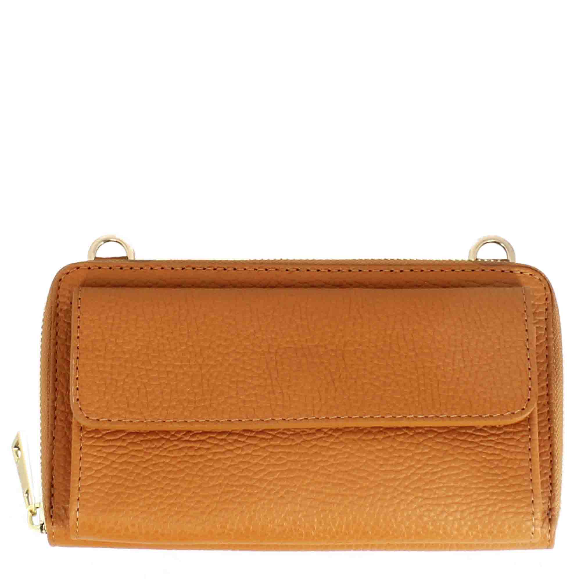 Women's zipped leather wallet purse with pocket