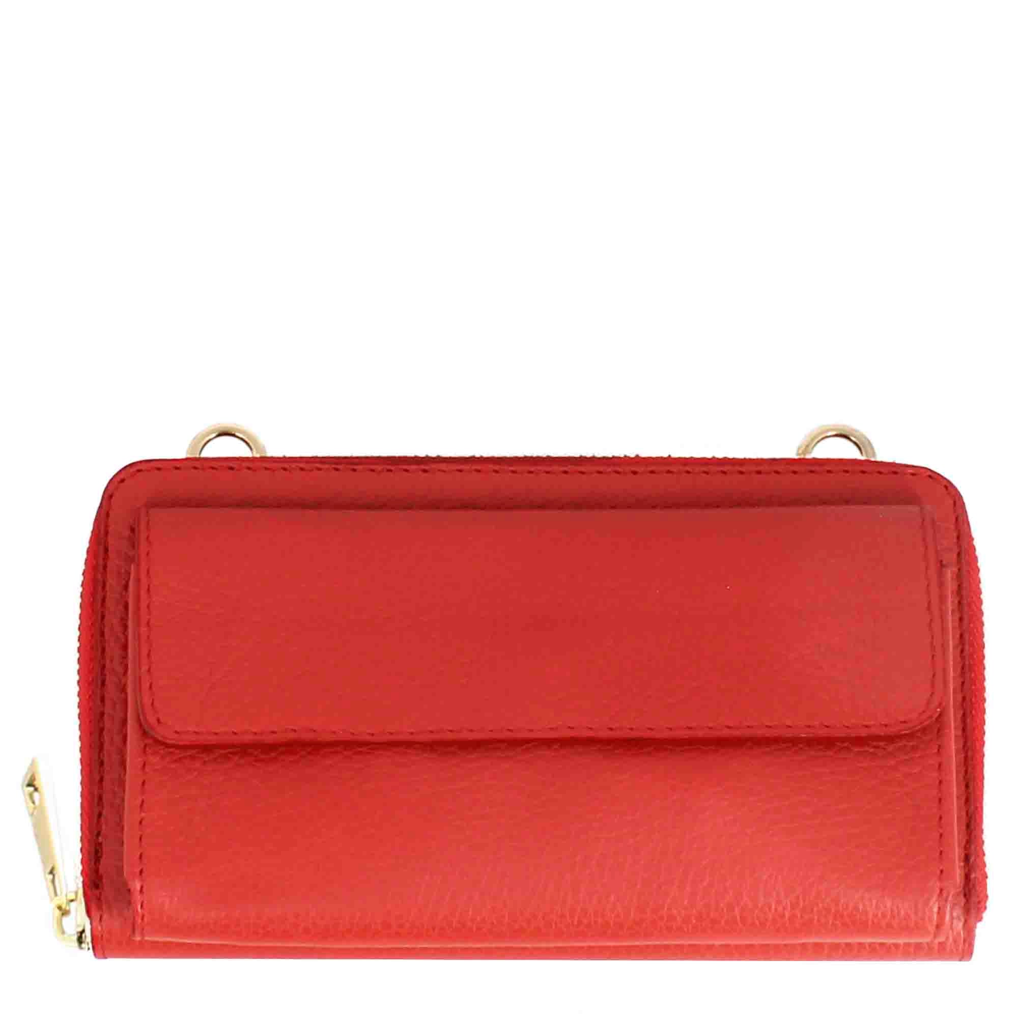 Women's zipped leather wallet purse with pocket