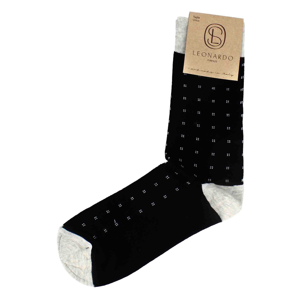 Men's black cotton socks with grey pattern