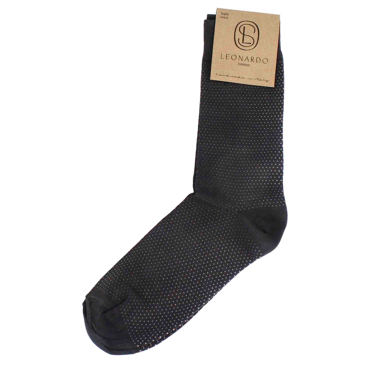 Men's grey cotton socks with white polka dots