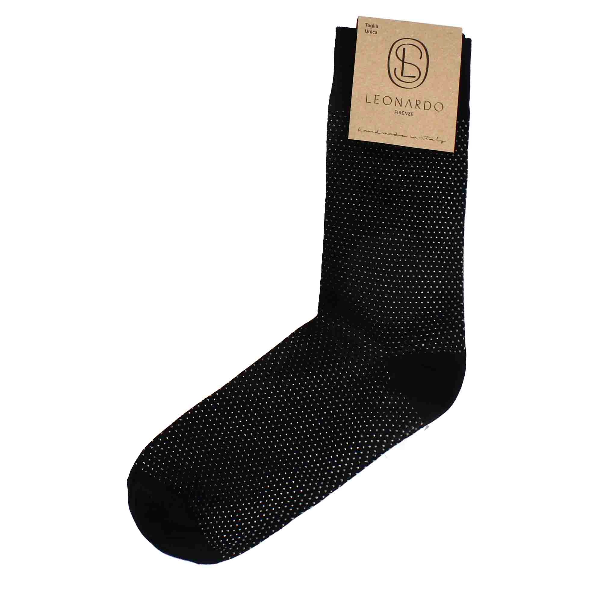 Chaussettes en coton noir à pois blancs pour hommes