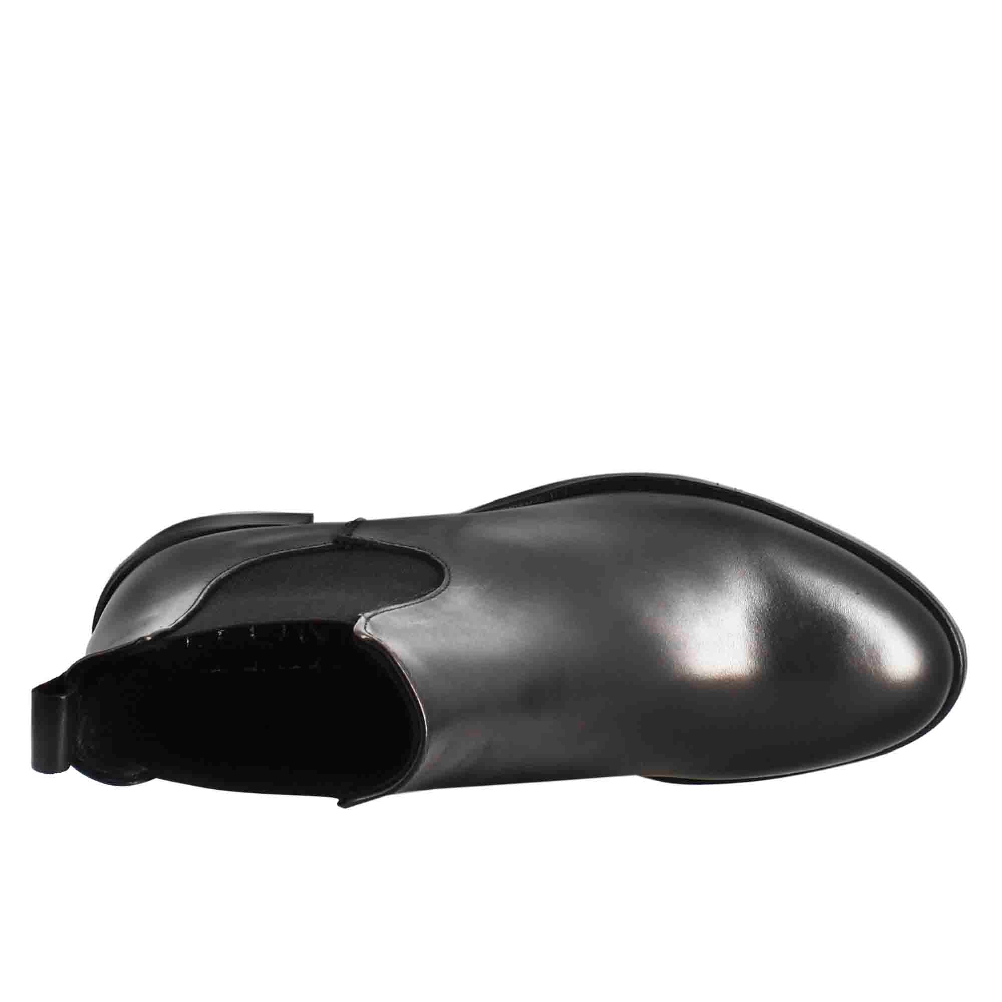 Glatter Damen Chelsea mit mittlerem Absatz aus schwarzem Leder