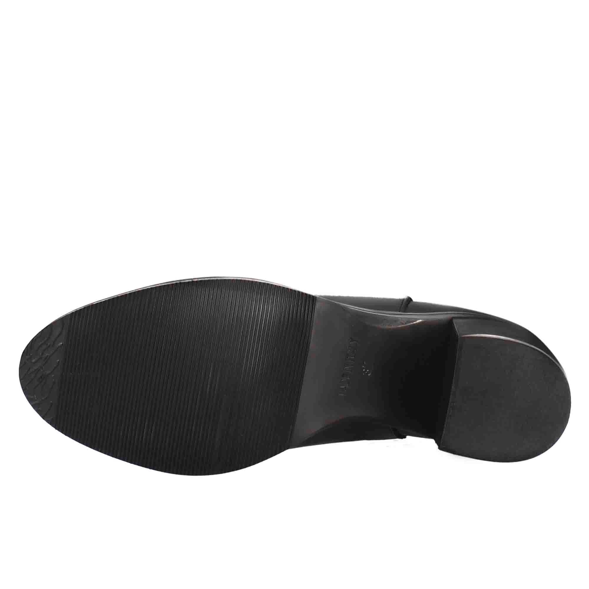 Glatter Damen Chelsea mit mittlerem Absatz aus schwarzem Leder