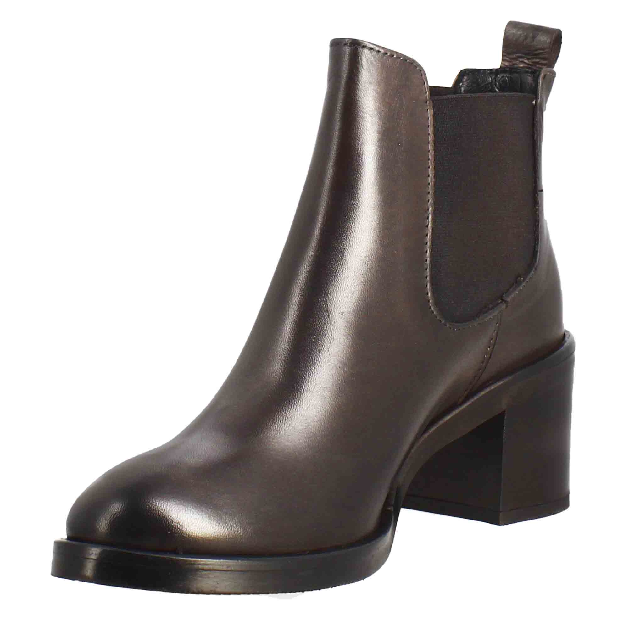 Chelsea lisse à talon moyen pour femme en cuir marron foncé