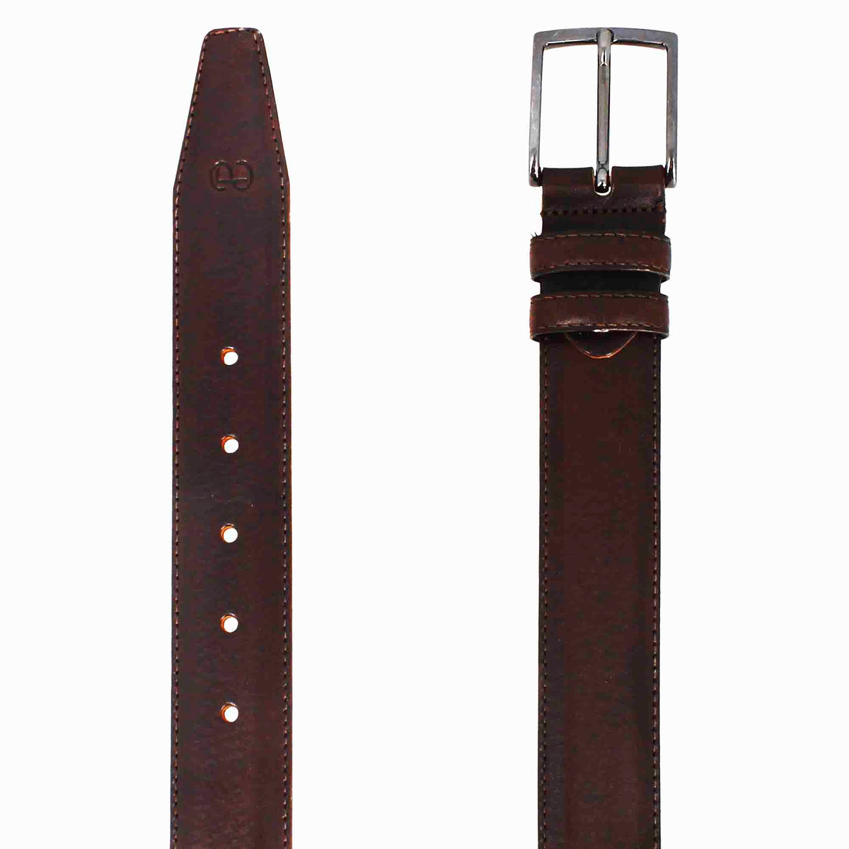 Men's belt in full grain leather in dark brown