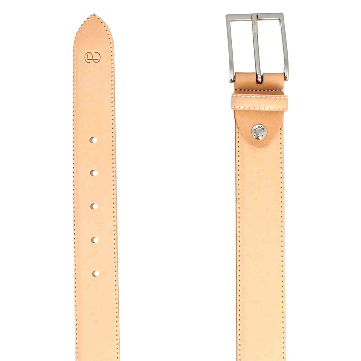 Men's belt in natural color full grain leather