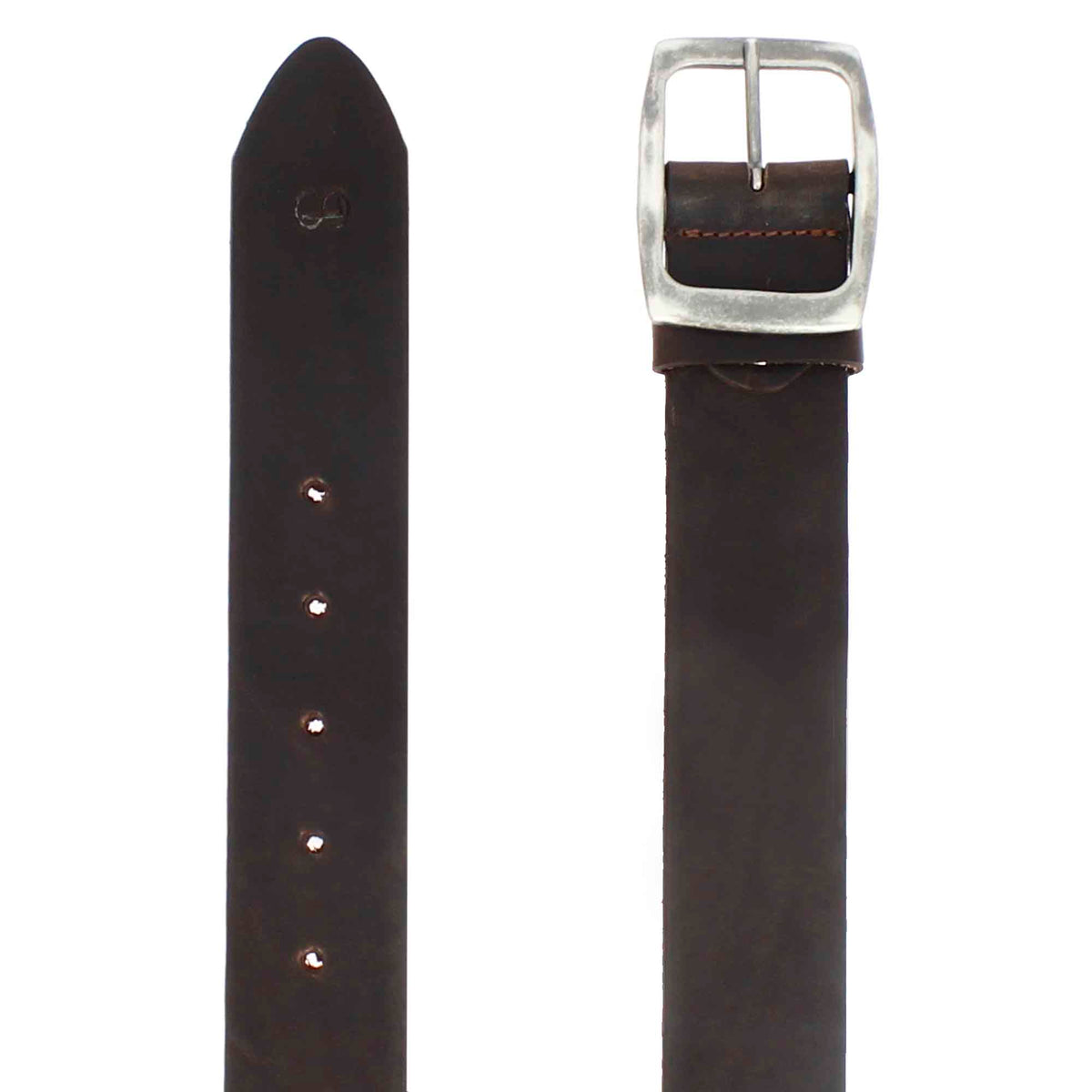 Classic men's belt in dark brown leather with buckle