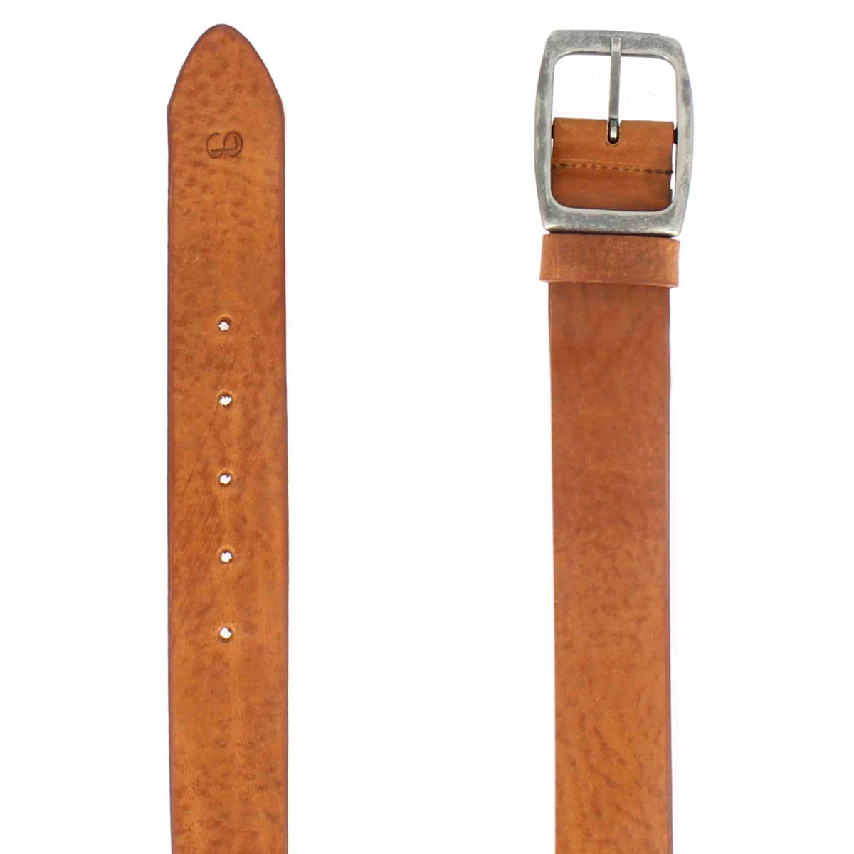 Classic men's belt in light brown leather with buckle