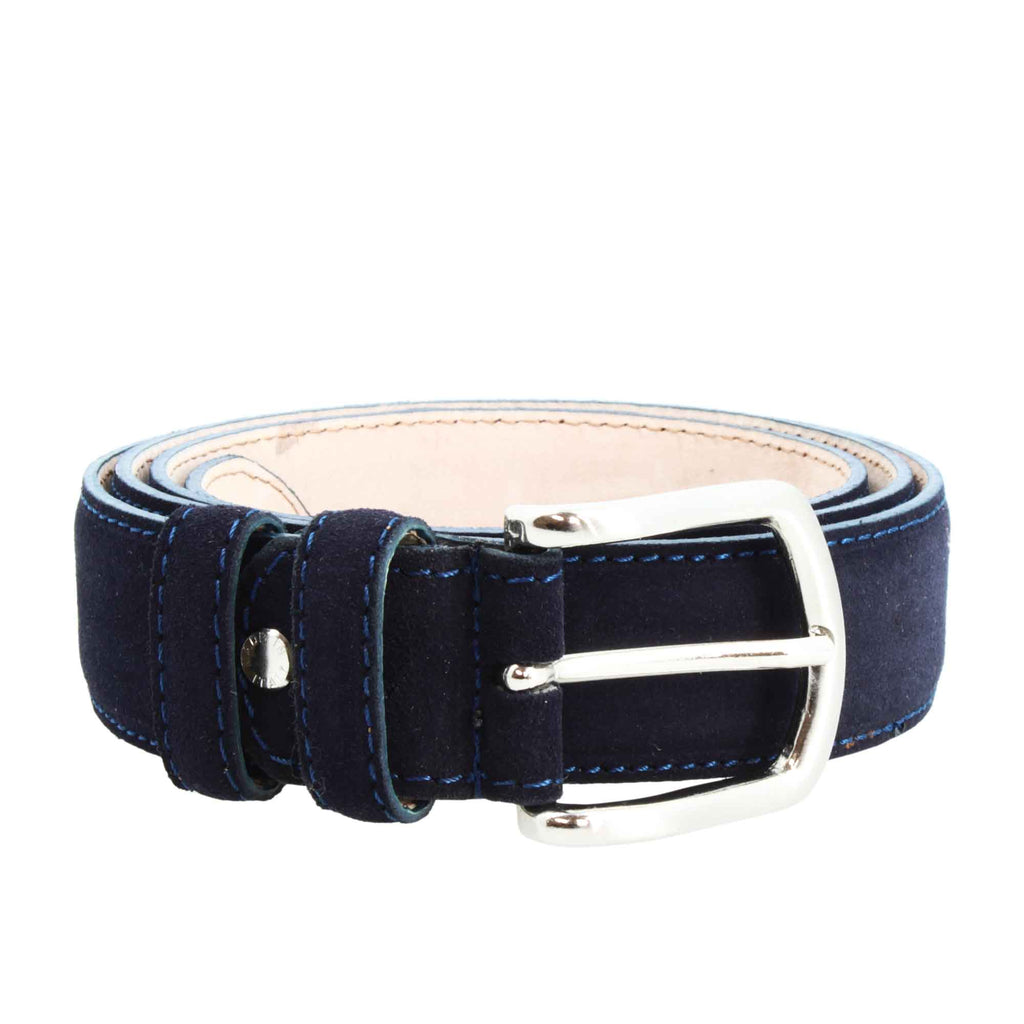 Cintura Police In Vera Pelle Scamosciata, Unisex, Altezza 3,5 Cm, Accorciabile, Con Fibbia In Metallo, Regalo Perfetto - 2