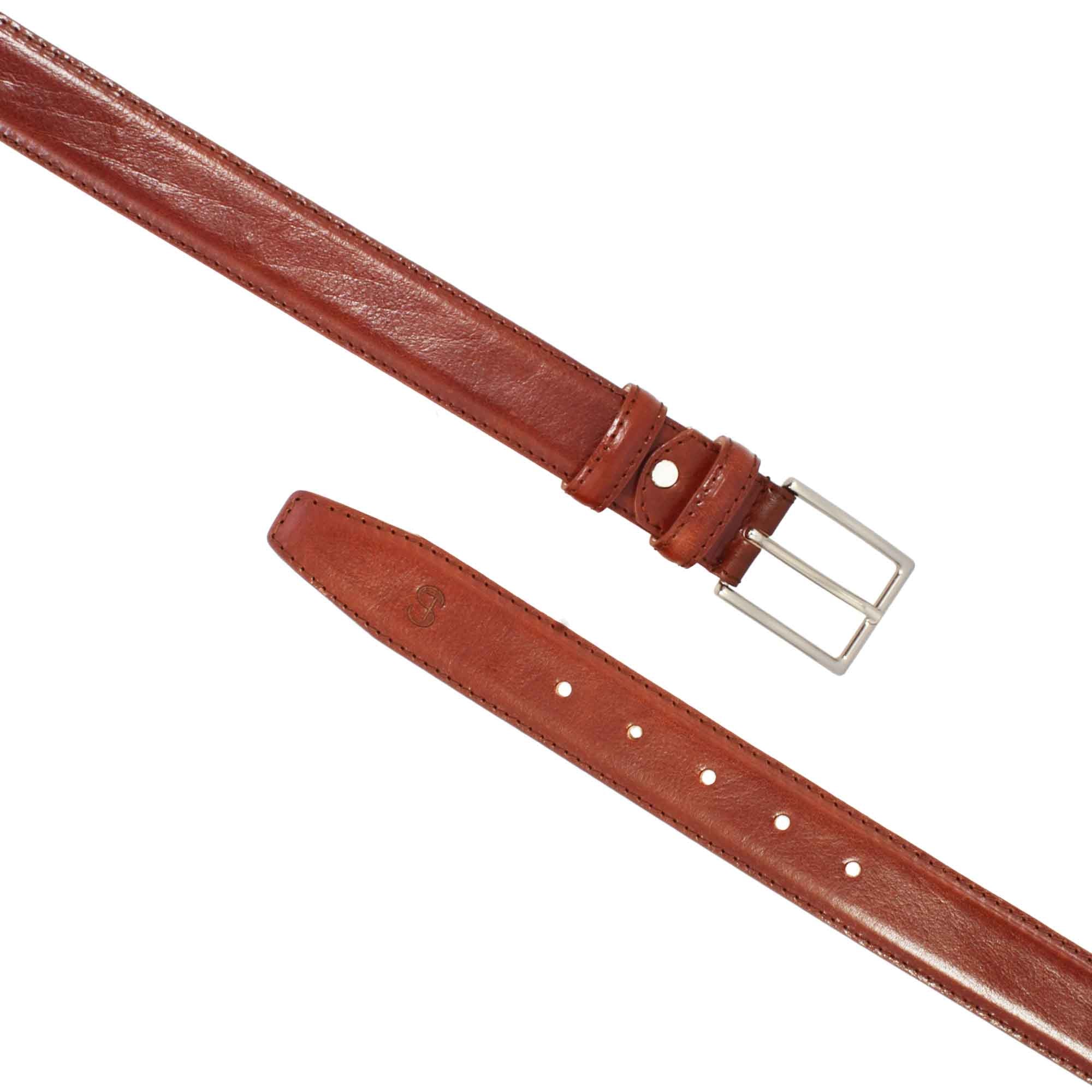 Ceinture homme en cuir pleine fleur marron