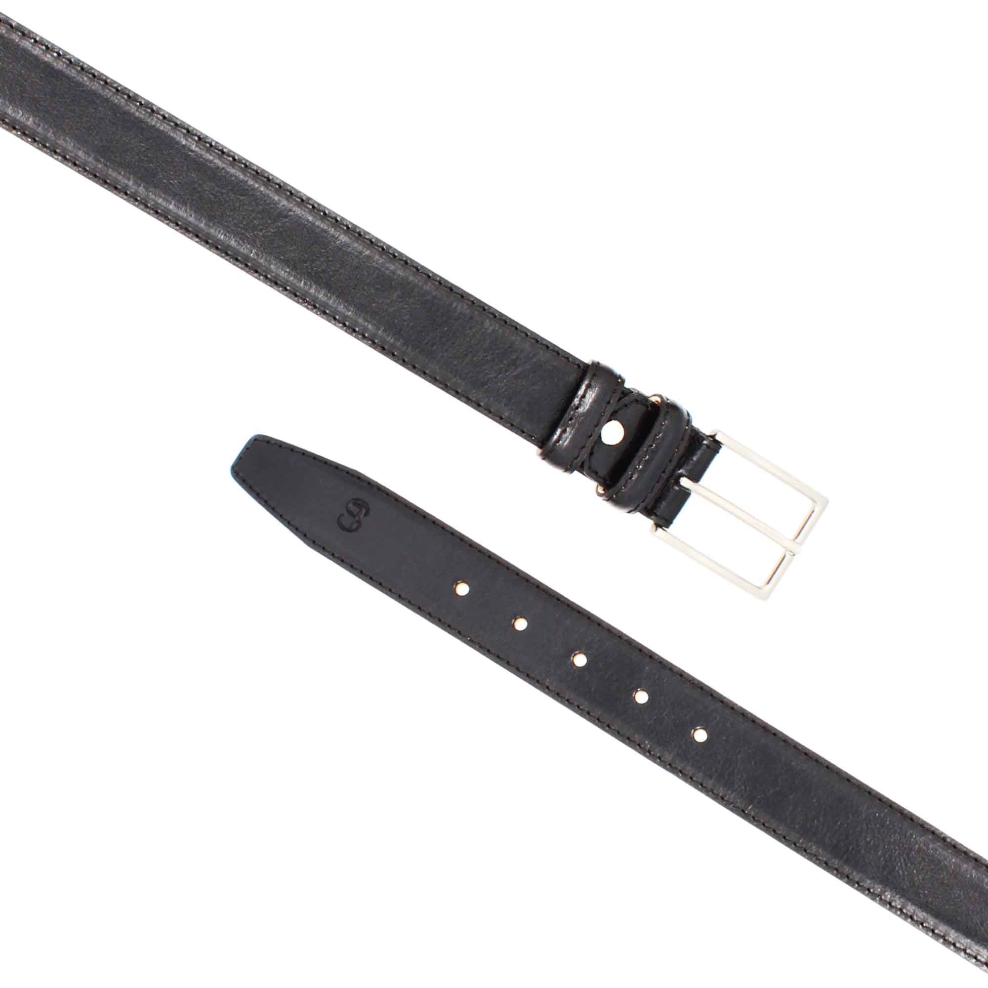 Men's belt in black full grain leather