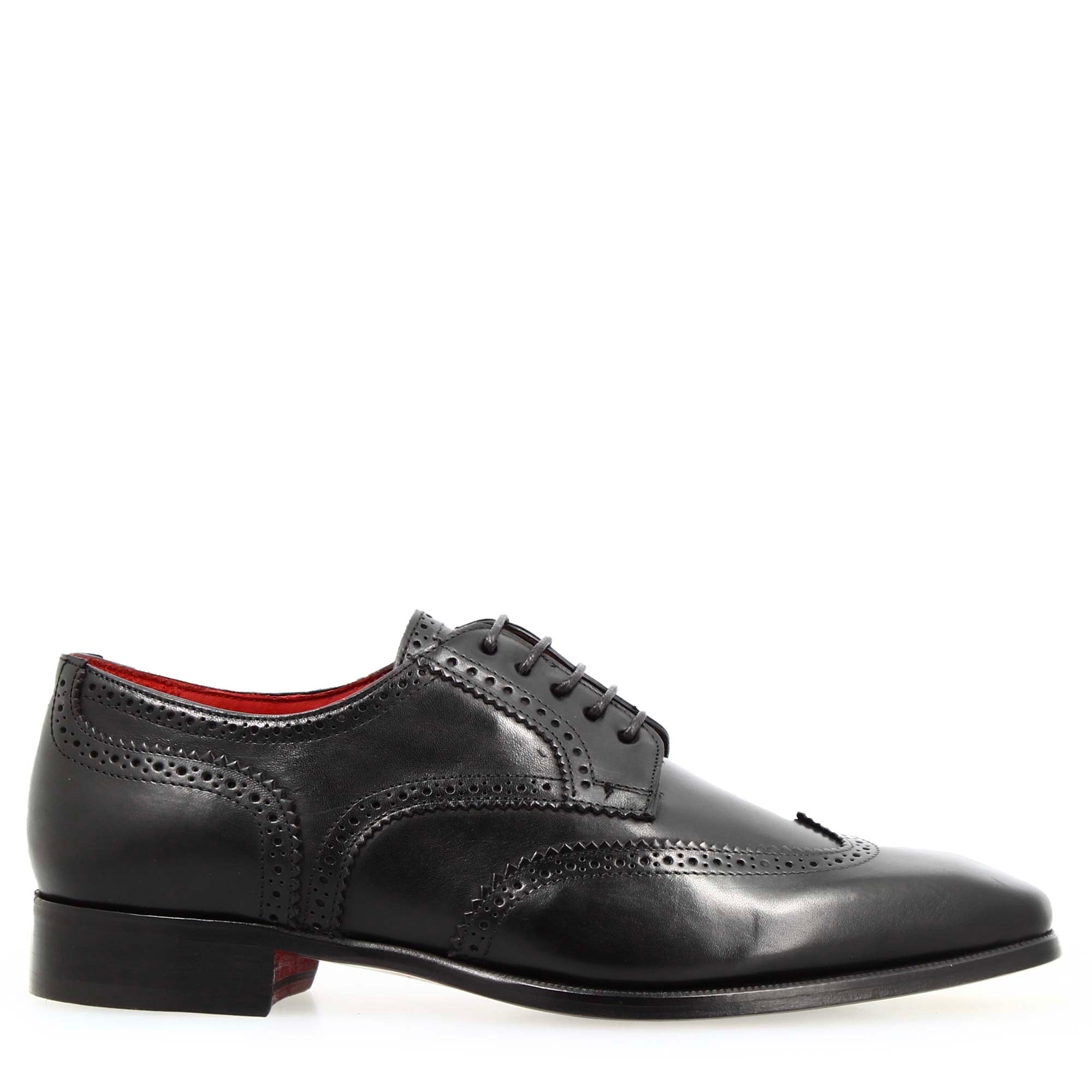 Derby brogue da uomo in pelle colore nero