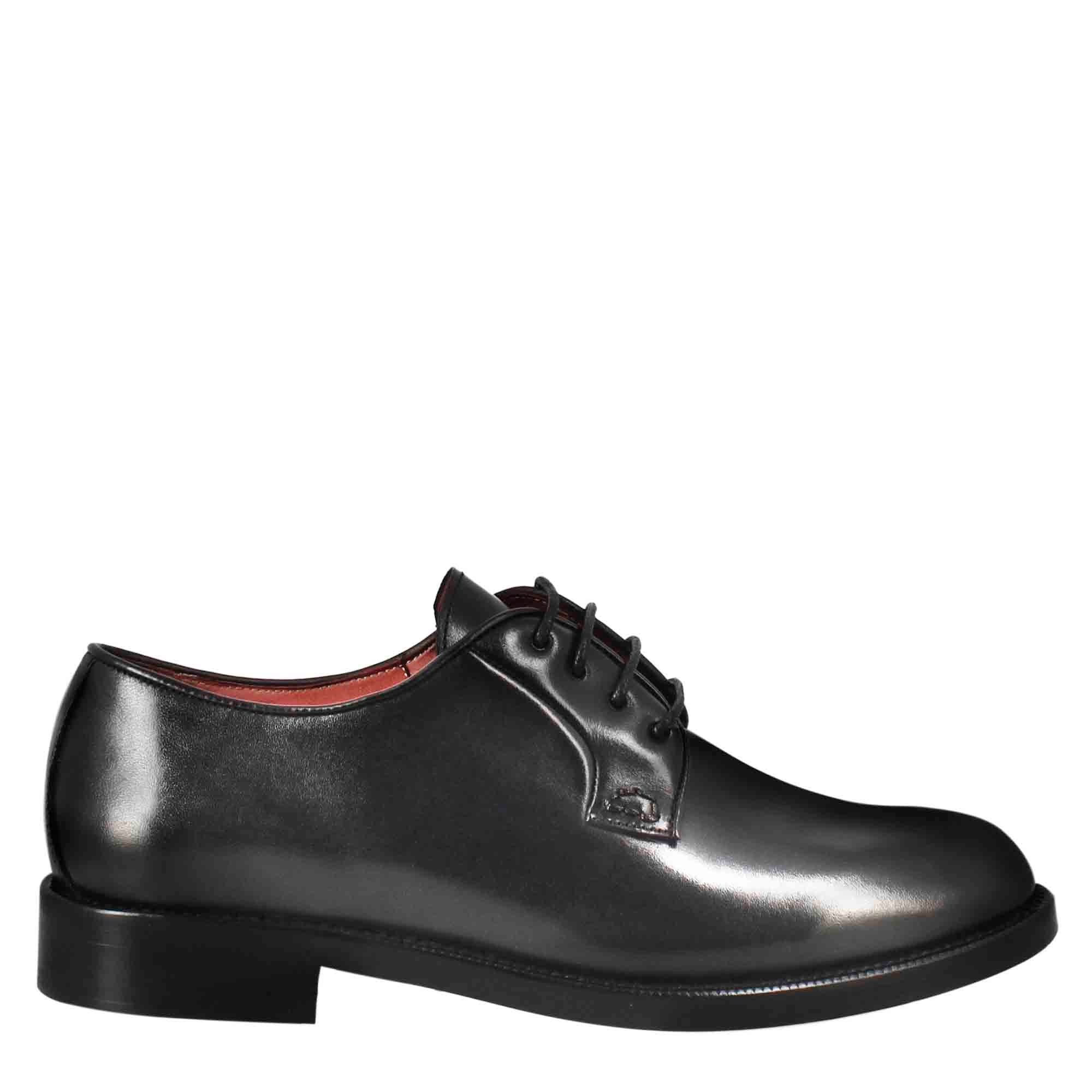 Schwarzer Glattleder-Derby für Damen