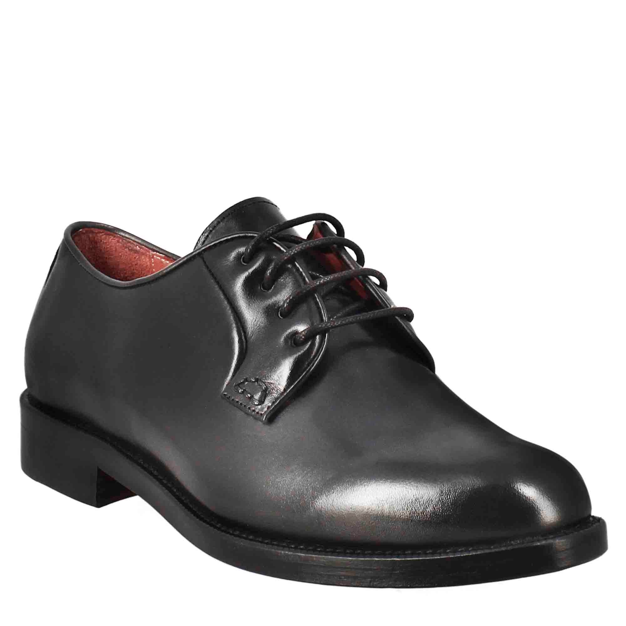 Schwarzer Glattleder-Derby für Damen