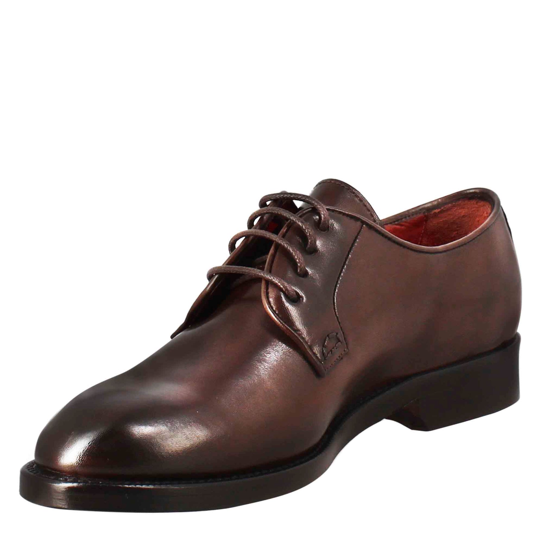 Women's Derby in dark brown smooth leather