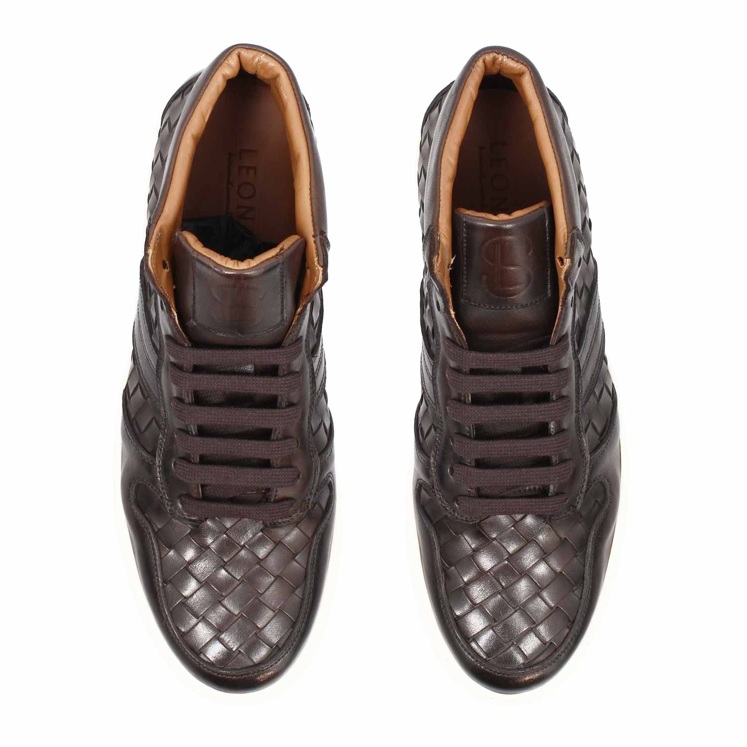 Men's dark brown leather Domizio high top sneakers