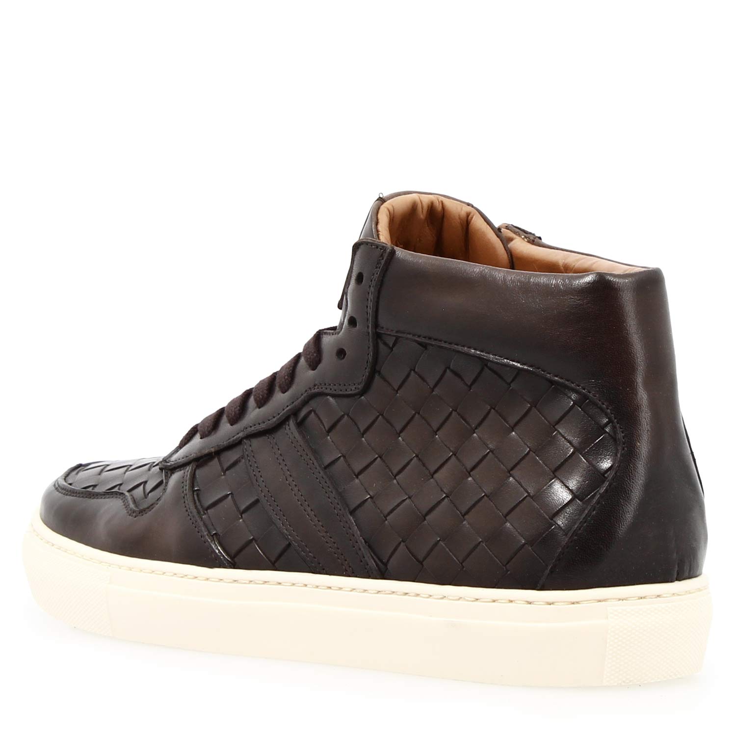Men's dark brown leather Domizio high top sneakers