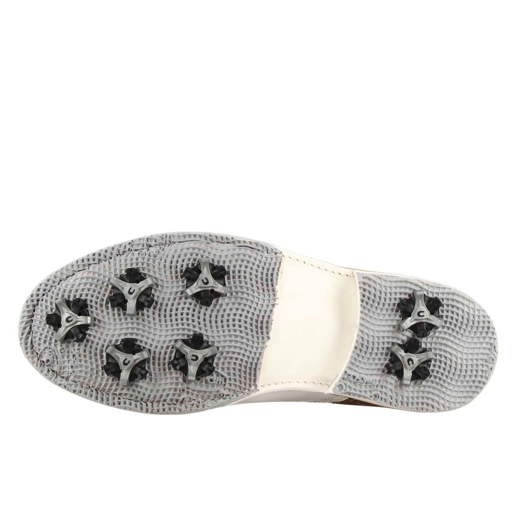 Handcrafted golf shoes in white leather with light brown details