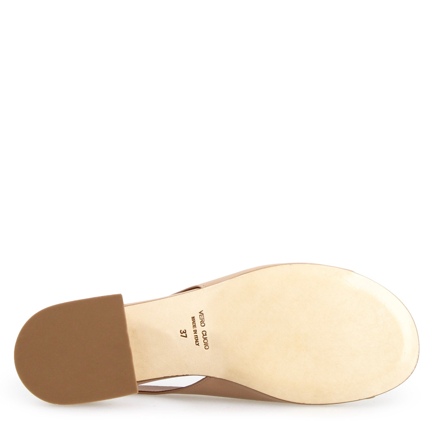 Sandalo Elettra da donna in pelle beige con tacco - LeonardoShoes