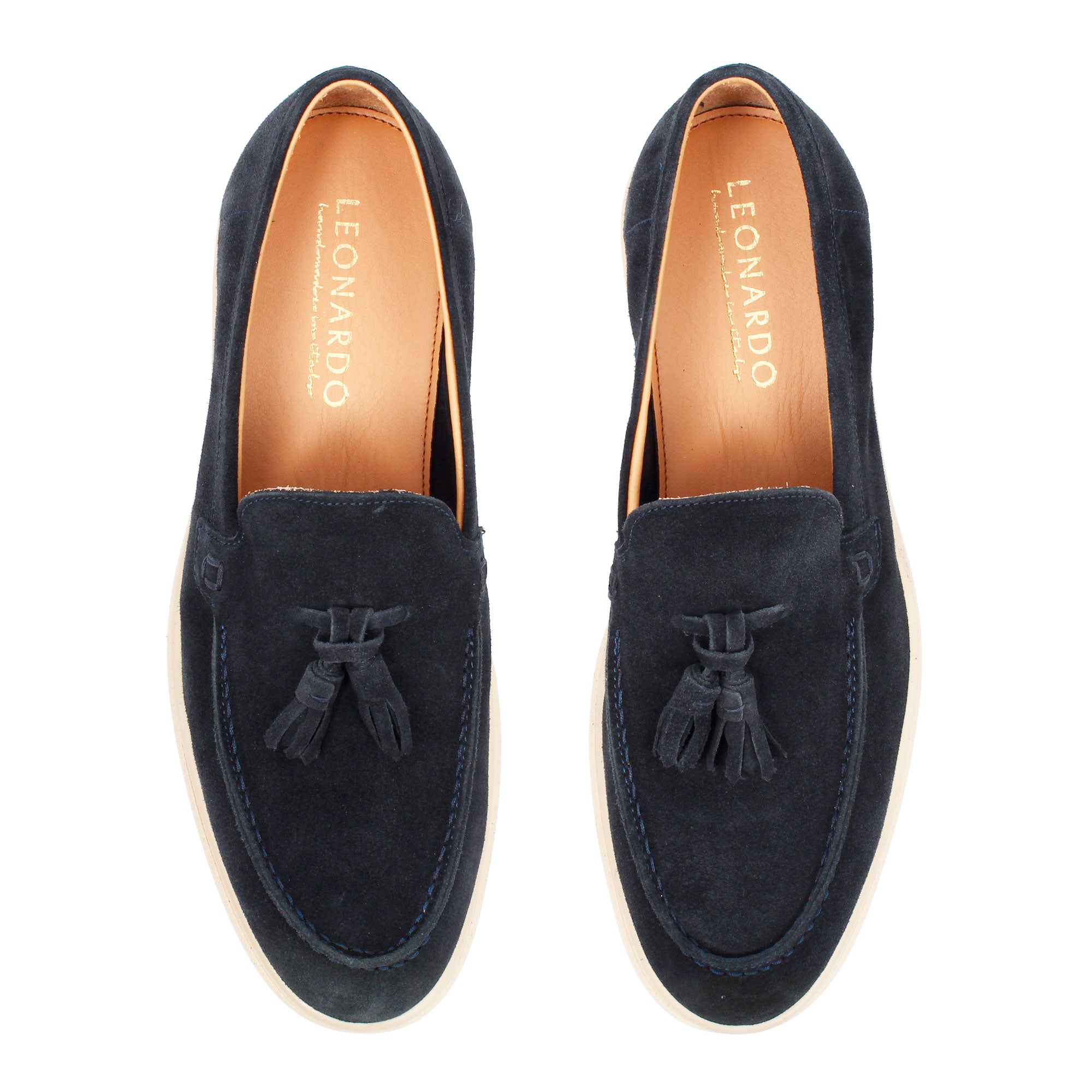 Mocassino da barca con nappine da uomo in camoscio blu