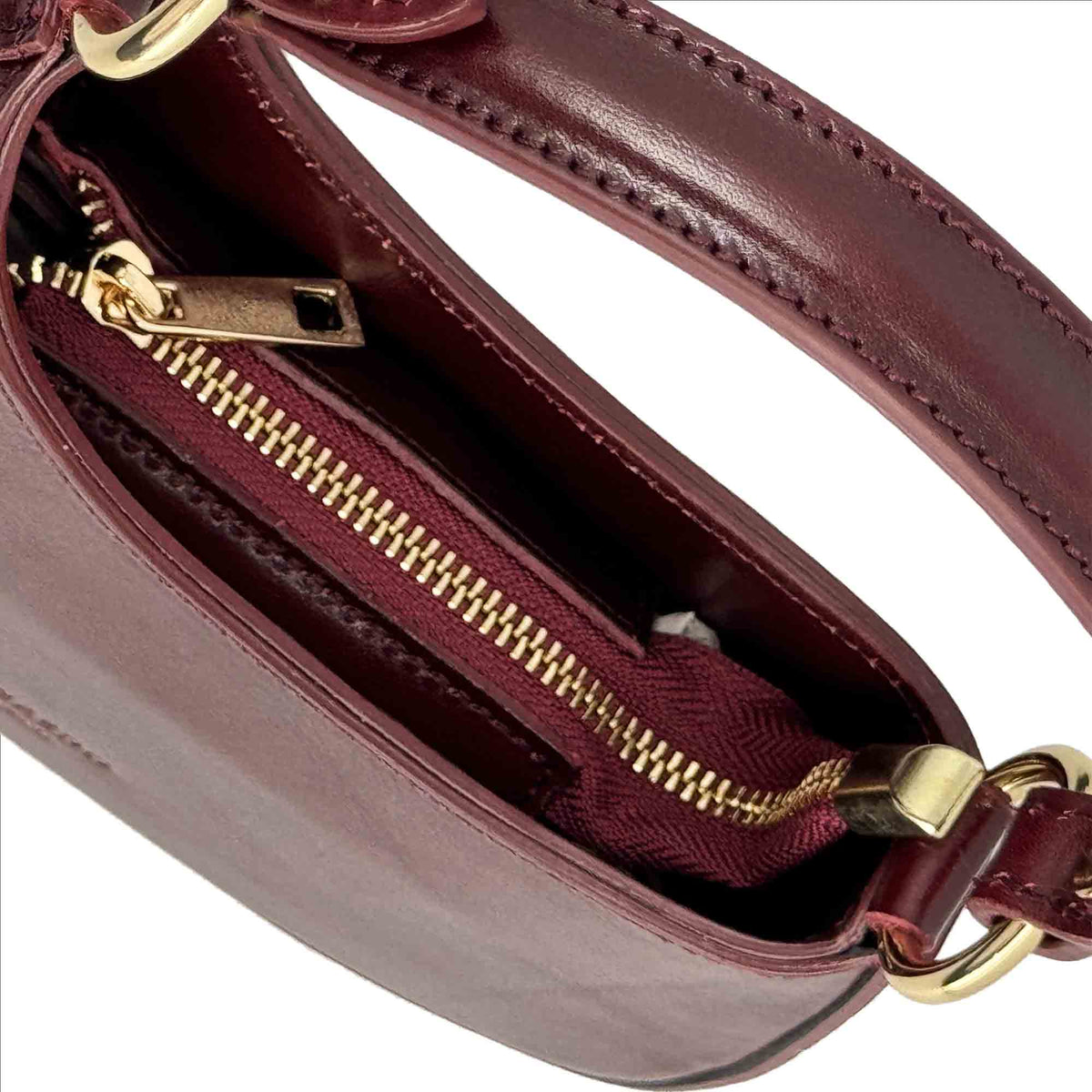 Isotta S - Mini sac demi-lune en cuir bordeaux