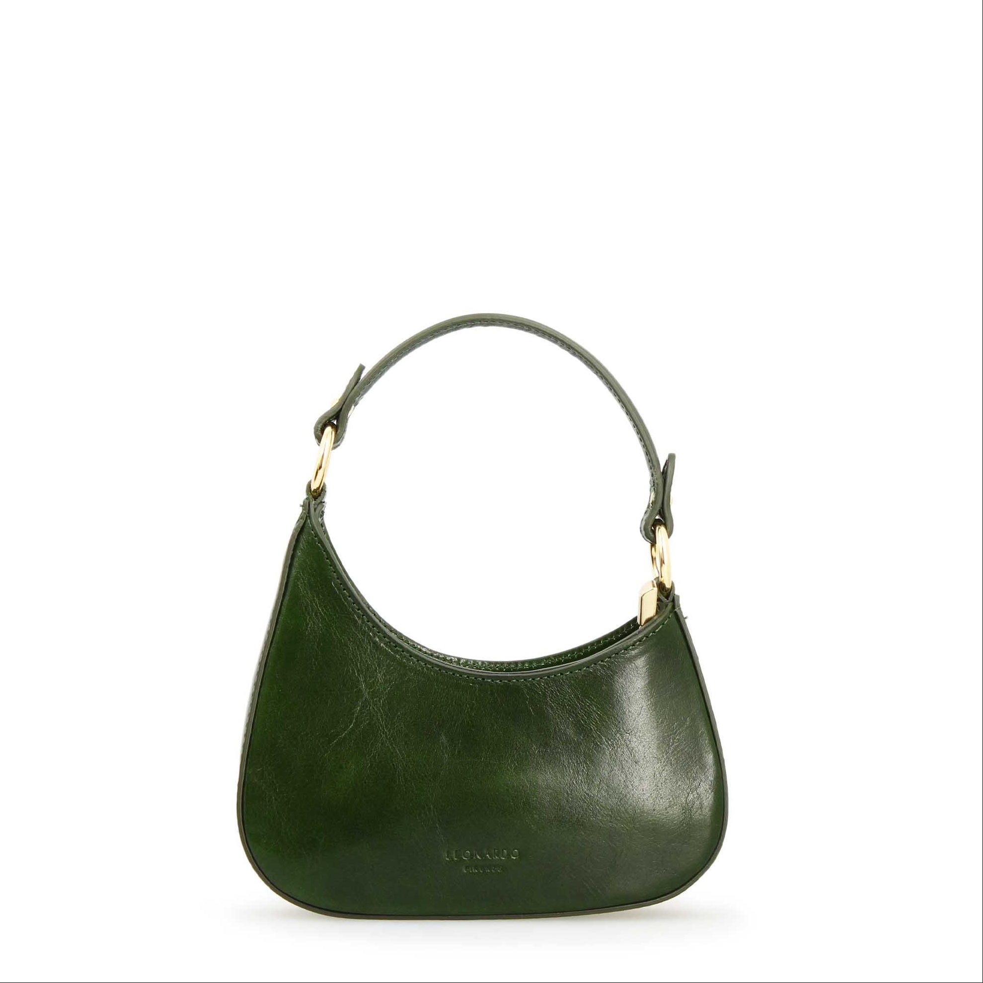 Isotta S | Mini Forest Green Crescent Bag | Leonardo