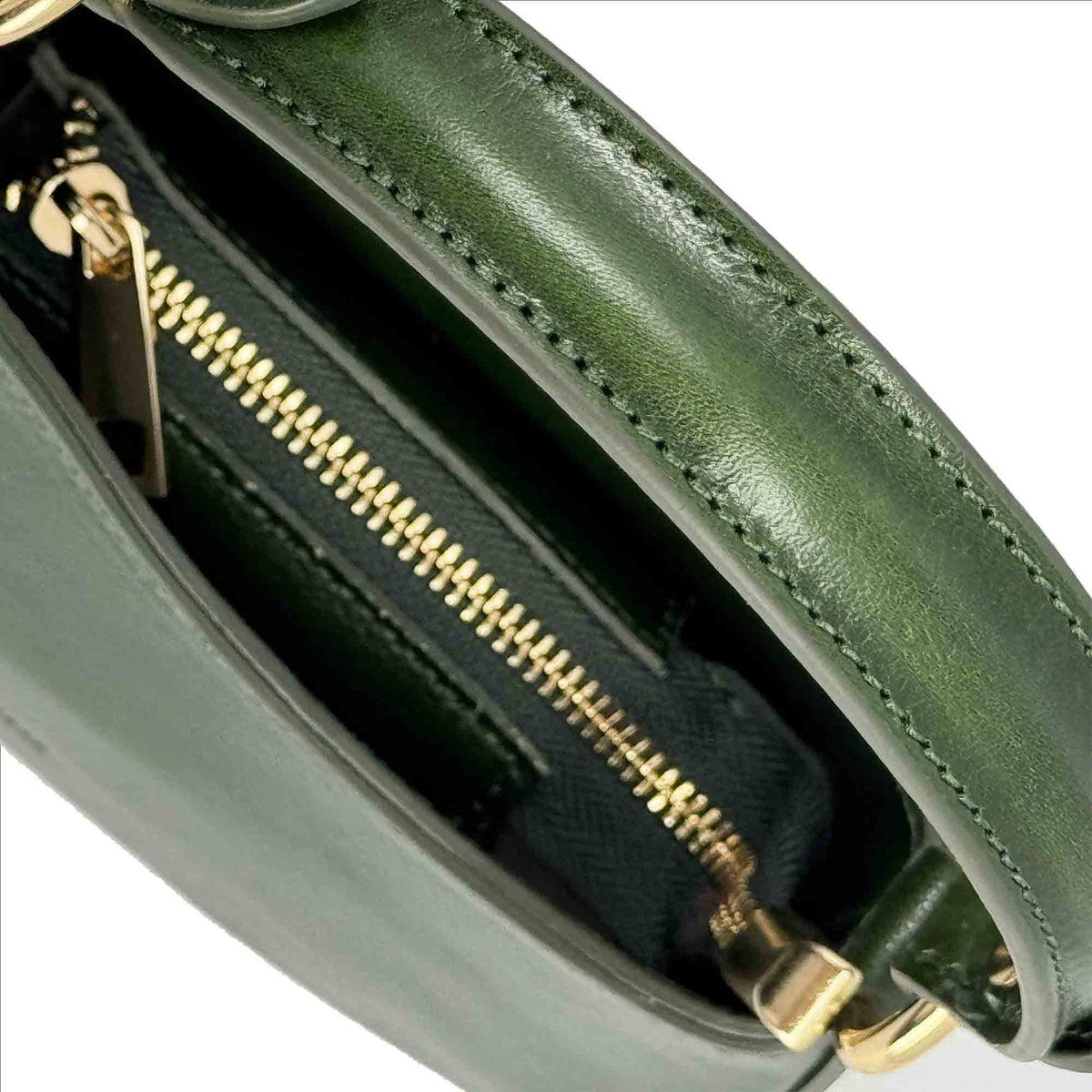 Isotta S - Mini sac demi-lune en cuir vert forêt