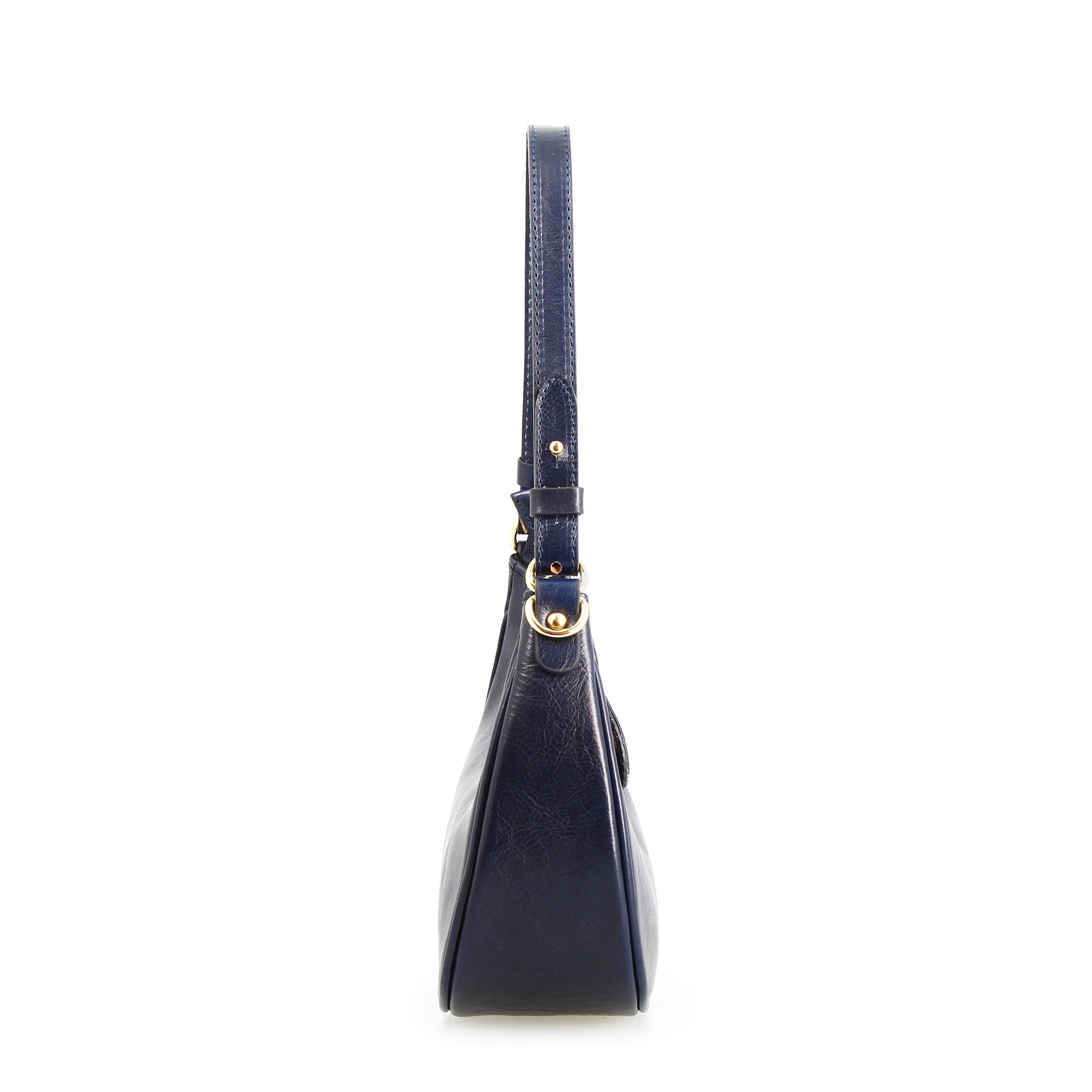 Jane - Blaue Schultertasche aus Leder