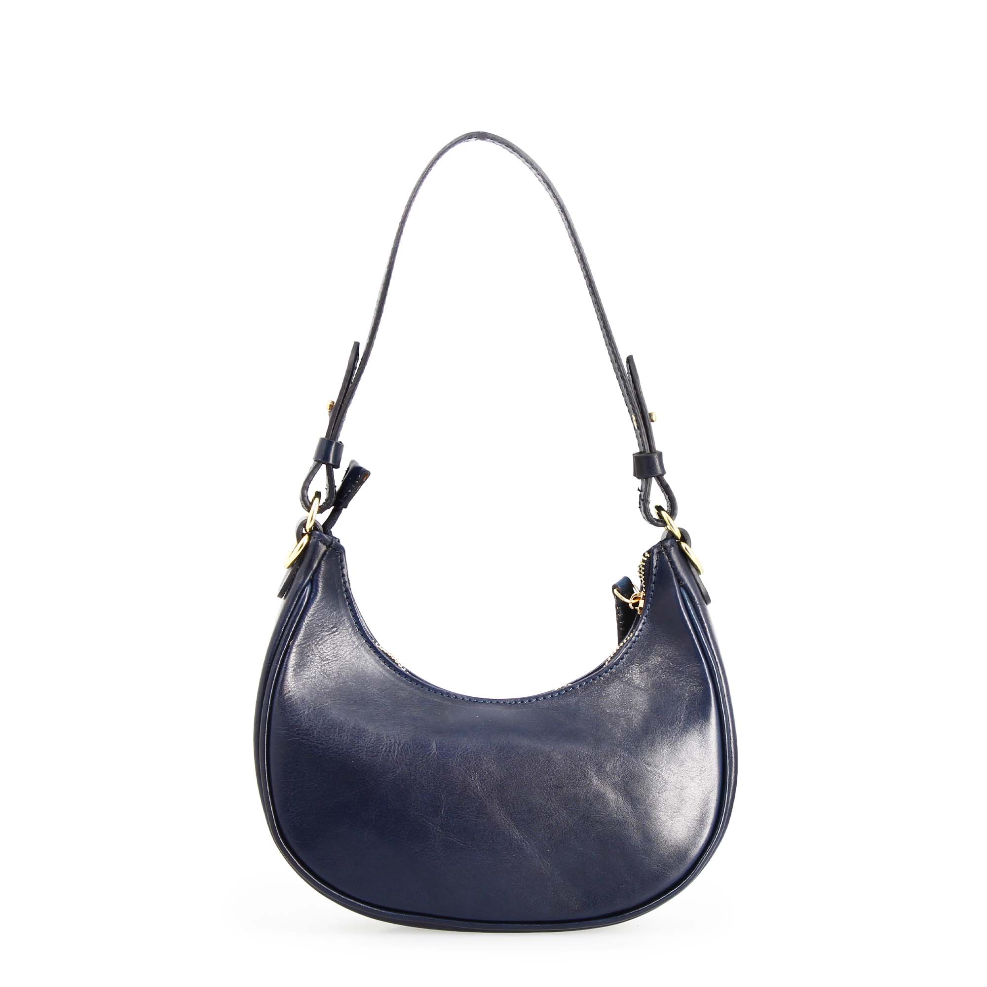 Jane - Blaue Schultertasche aus Leder
