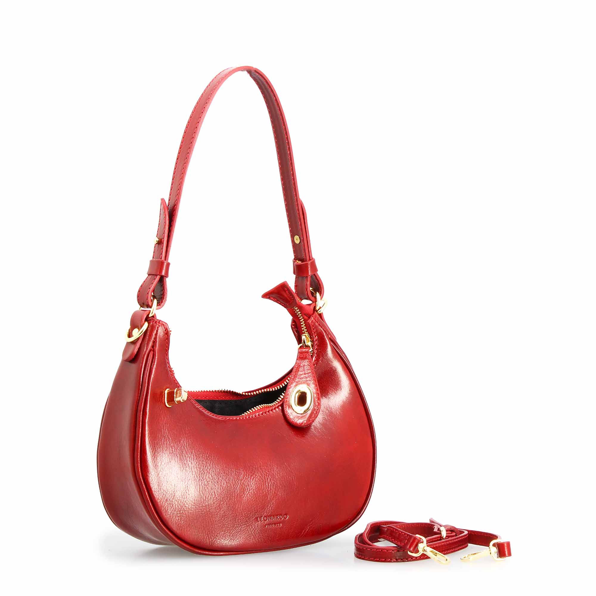 Jane - Red Leather Shoulder Bag