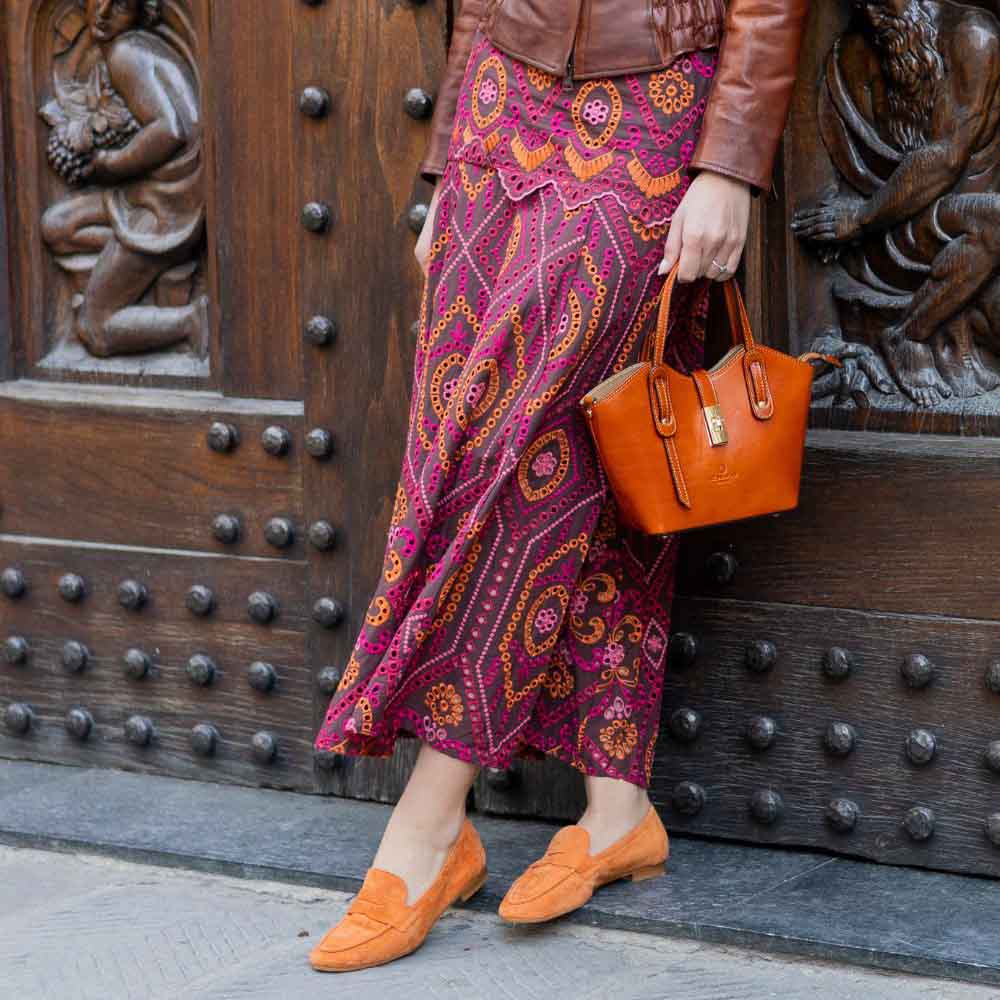 Orange Damenhandtasche aus Leder Lisa