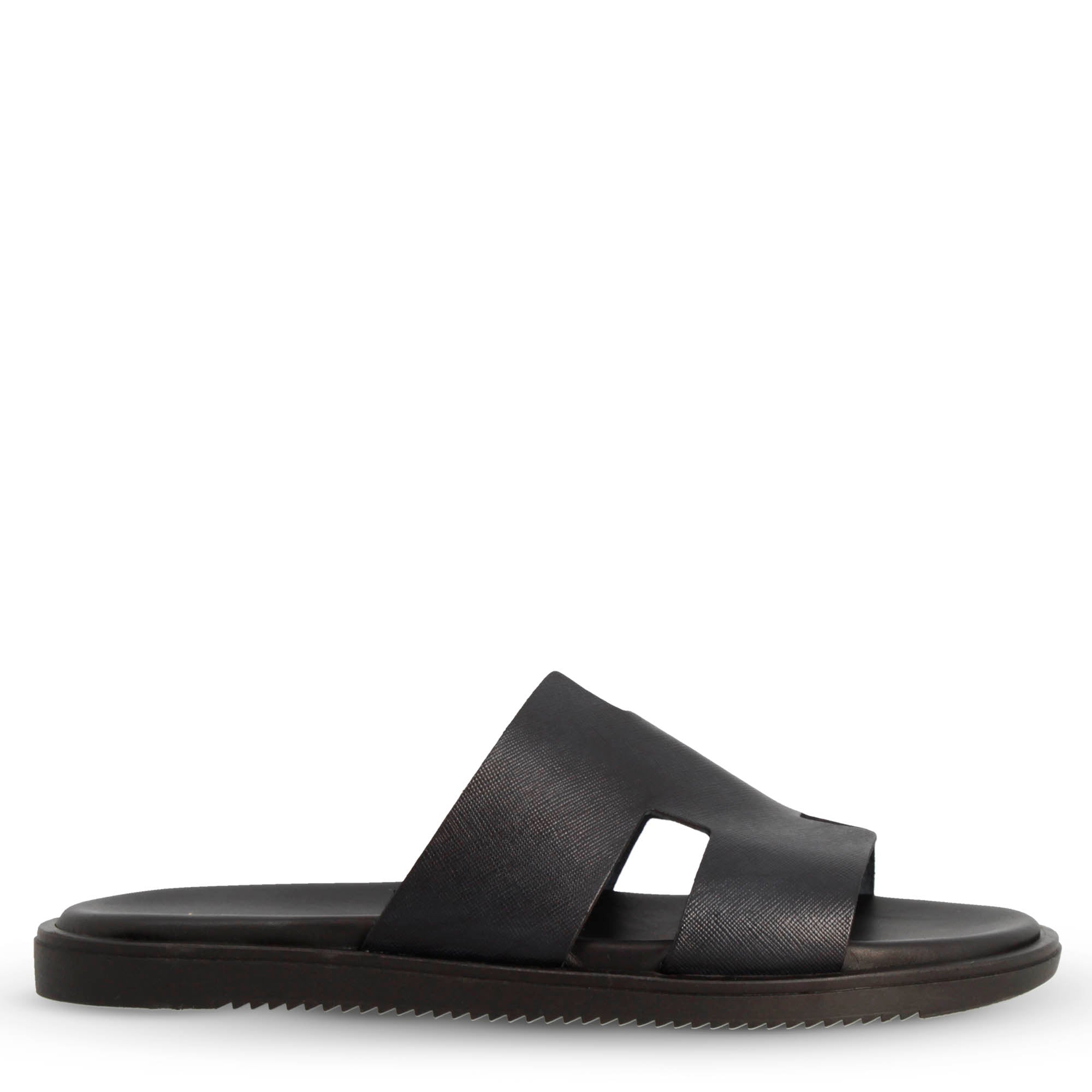 Sandales en forme de H pour hommes en cuir noir
