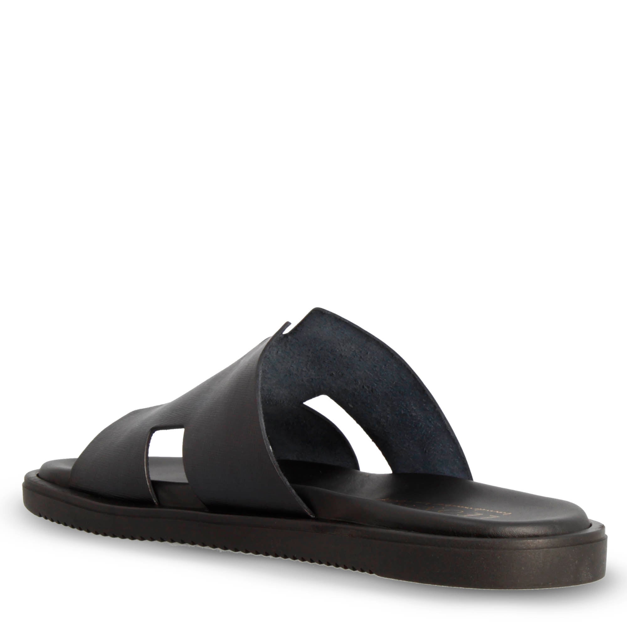 Sandales en forme de H pour hommes en cuir noir