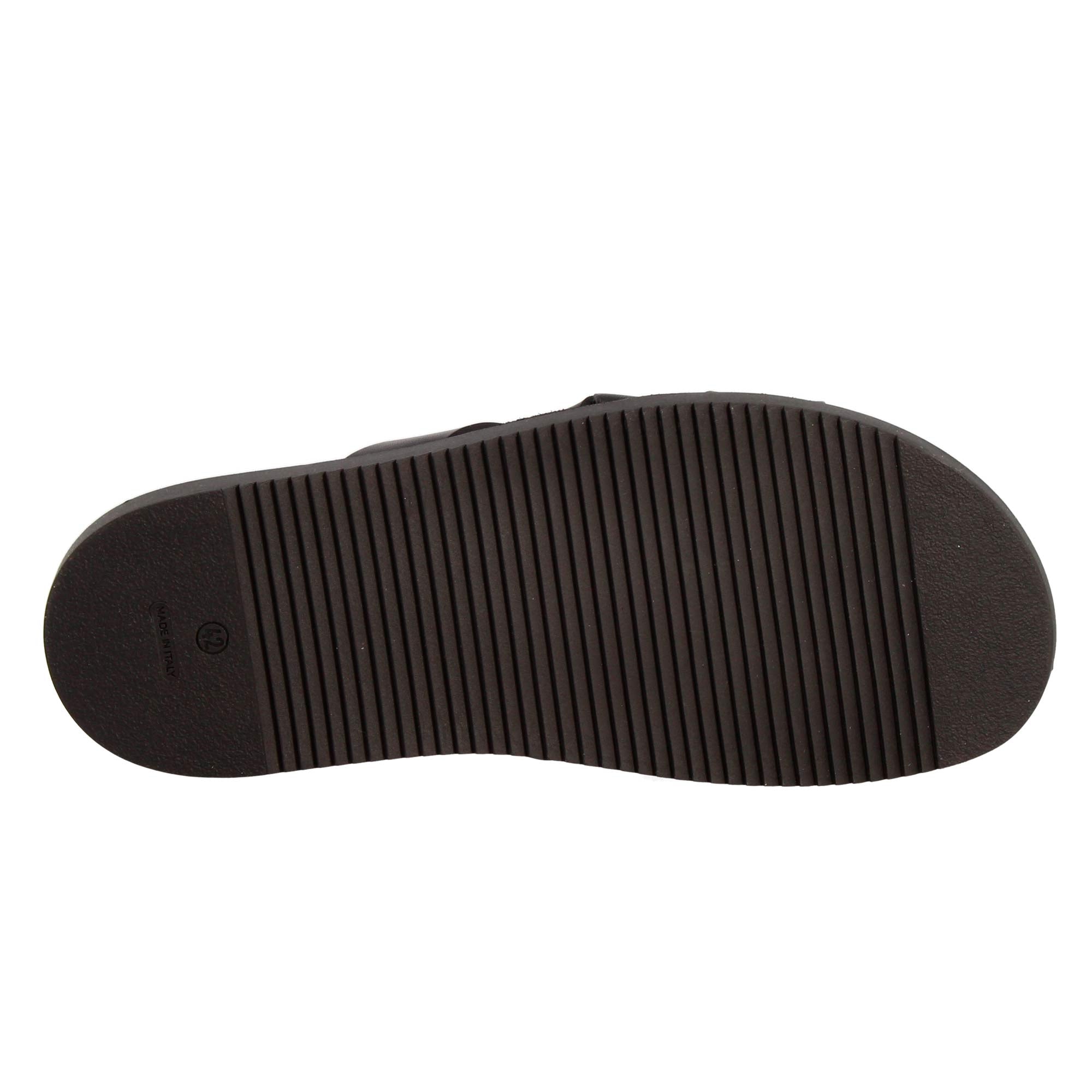 Sandali uomo a H in pelle stampata marrone scuro - LeonardoShoes