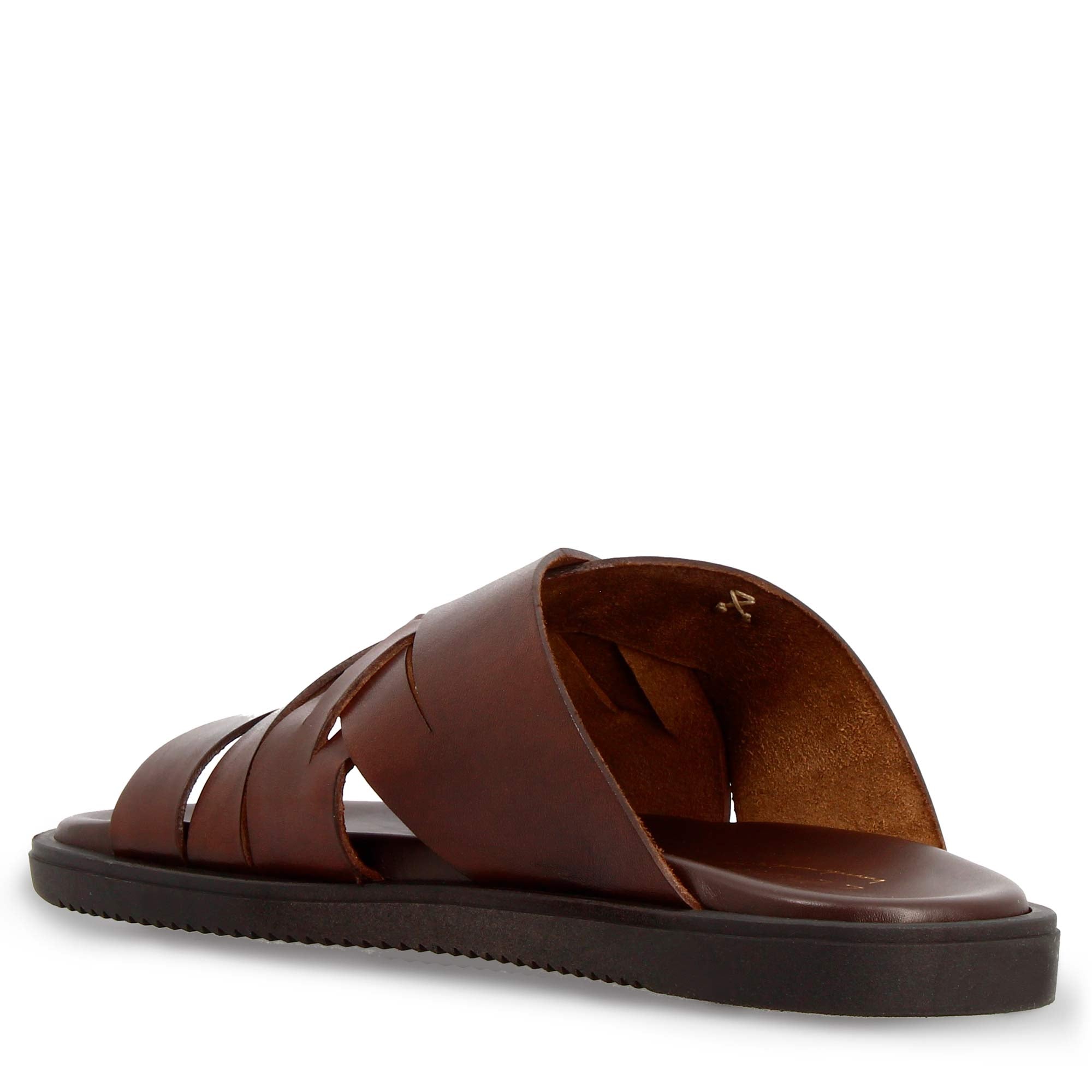 Sandales tressées faites main en cuir marron pour homme