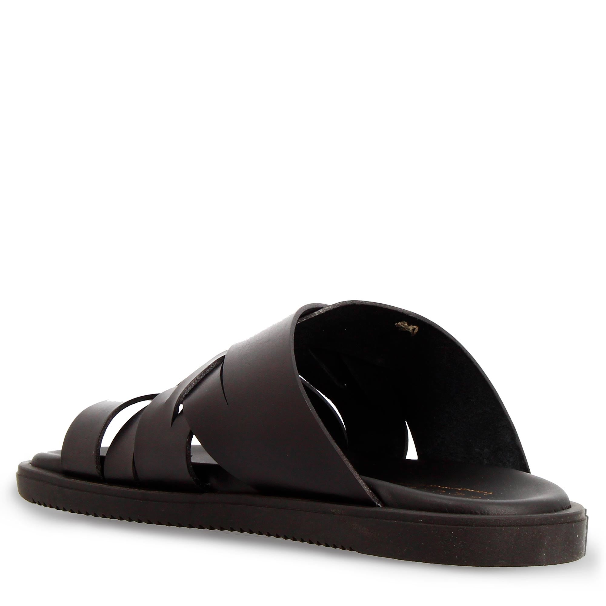 Sandales tressées faites main en cuir noir pour homme