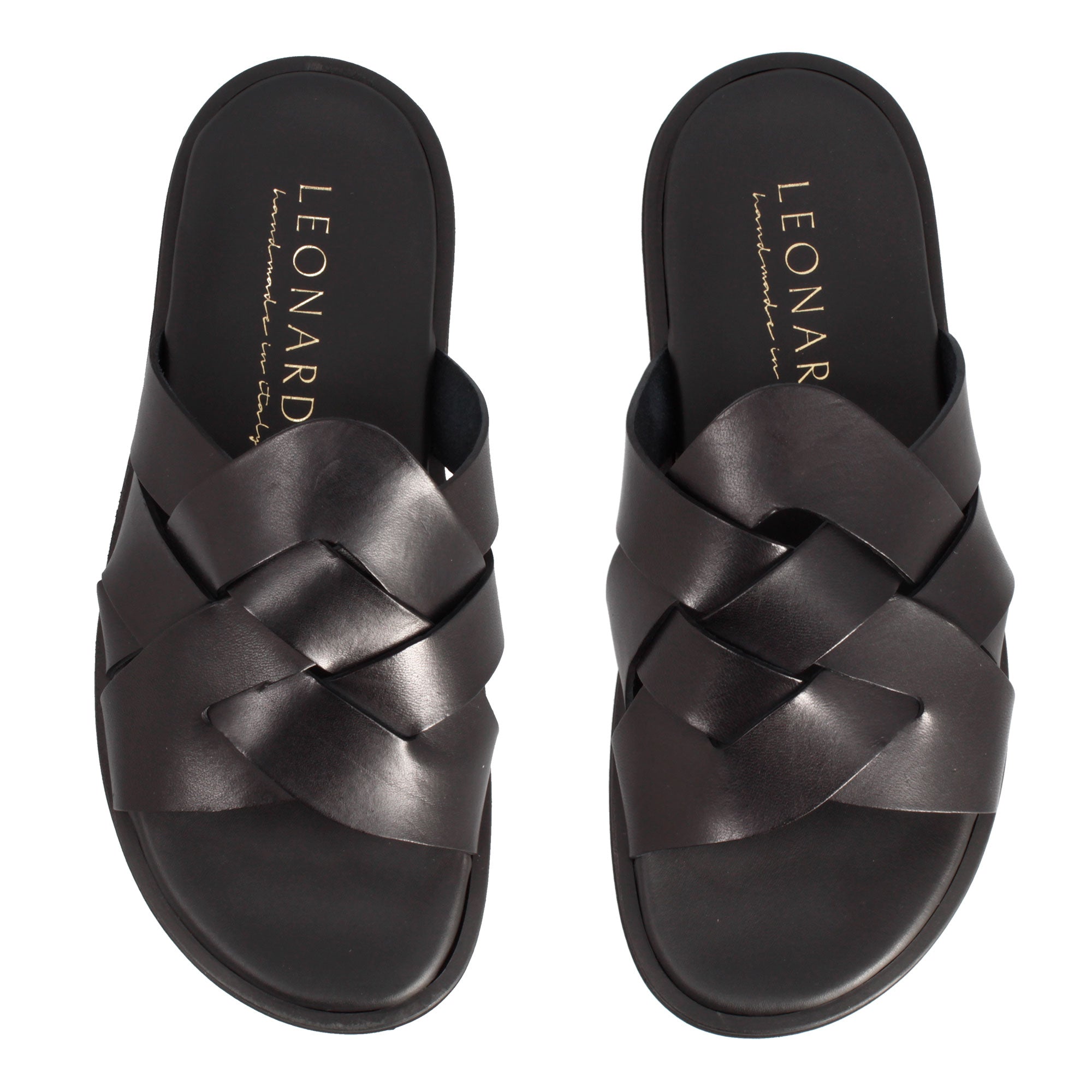 Sandale pour homme en cuir noir avec boucle