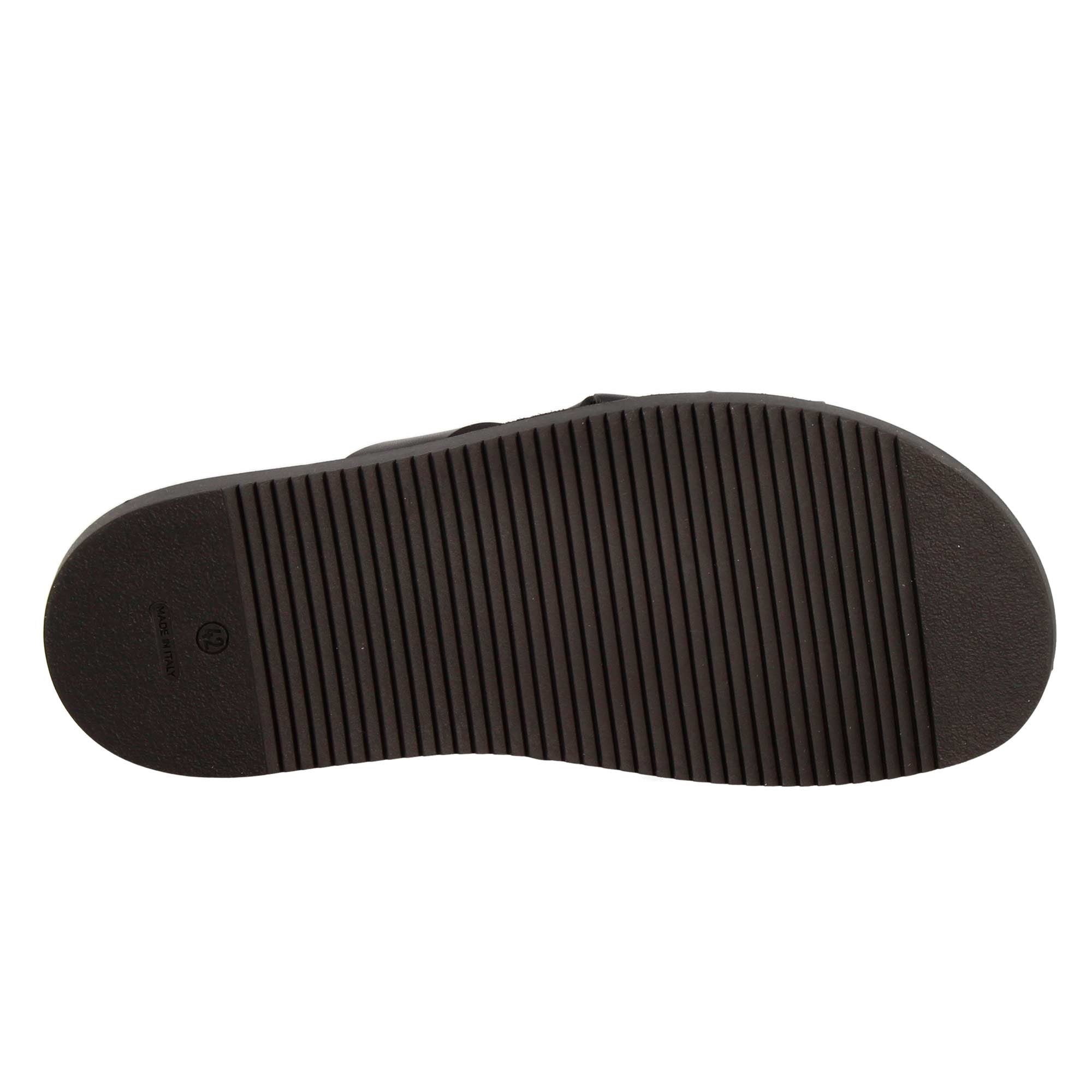 Men's slider sandal in brown leather