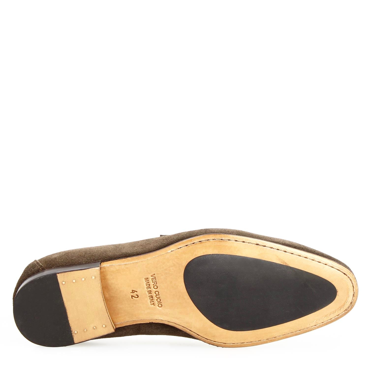 Mocassin artisanal homme en daim marron foncé Manfredo