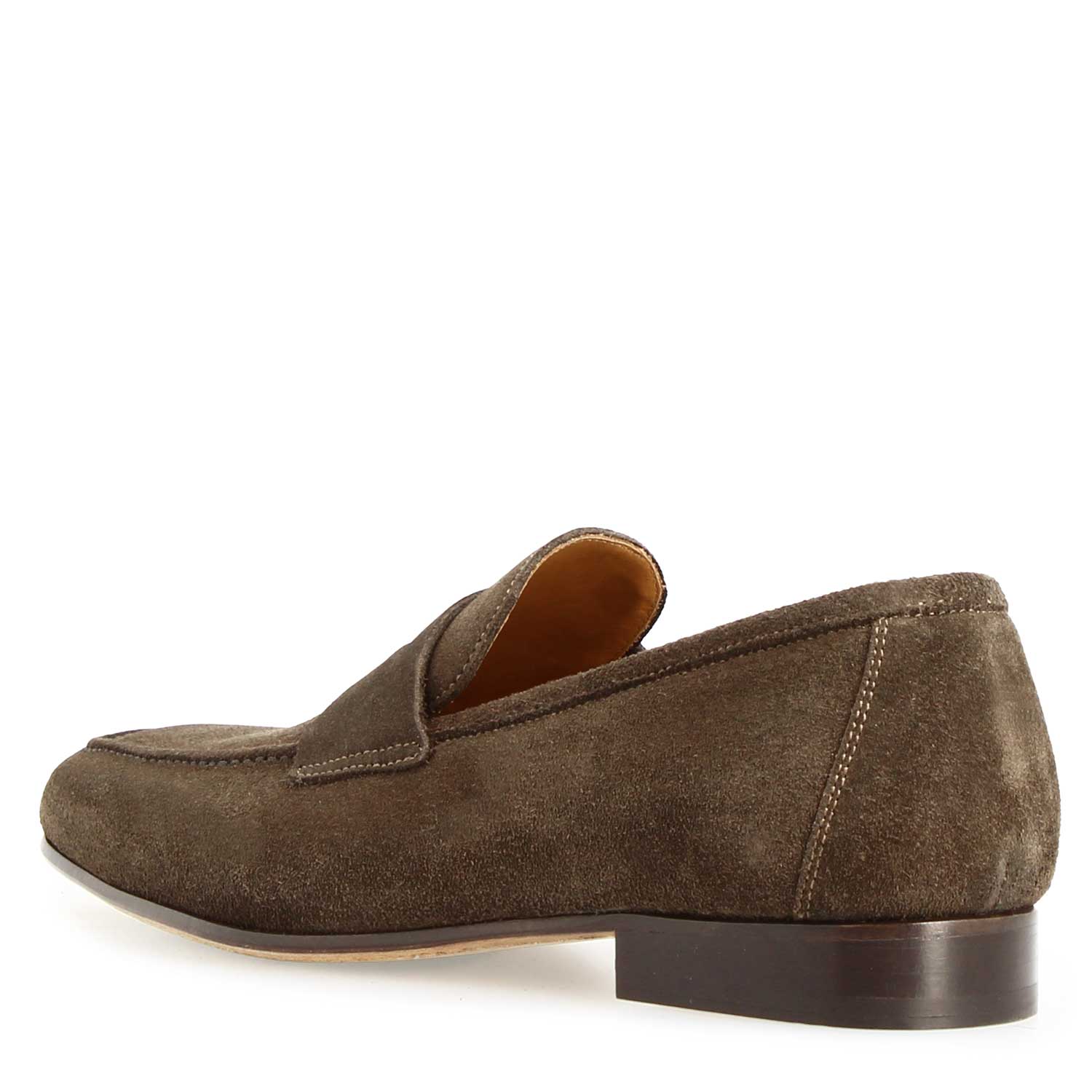 Mocassin artisanal homme en daim marron foncé Manfredo