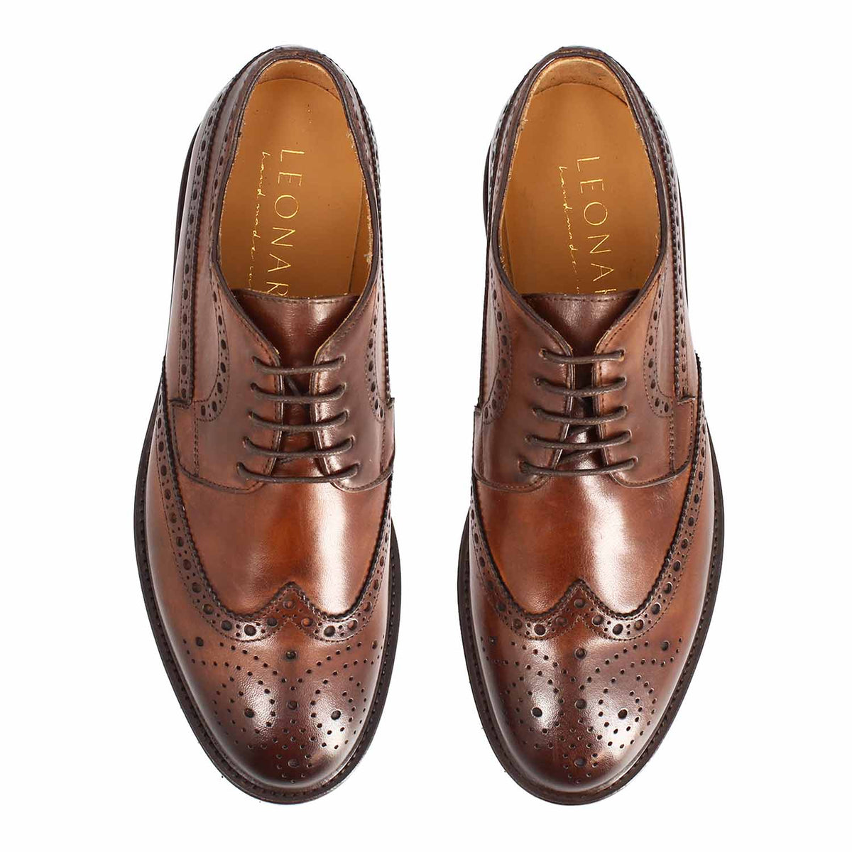 Massimo brown brogue derby with five pairs of eyelets - top view