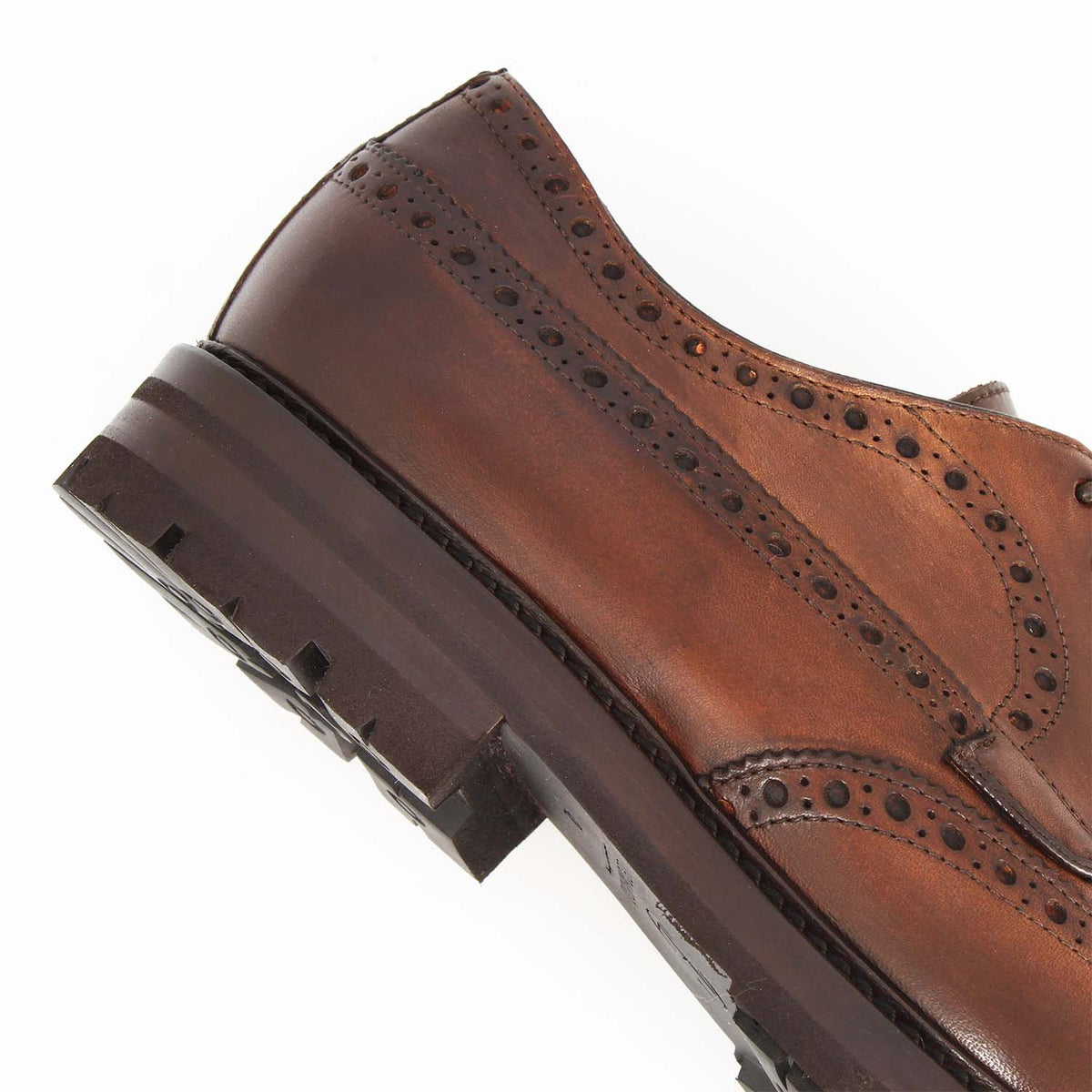 Massimo derby brogue da uomo in pelle marrone