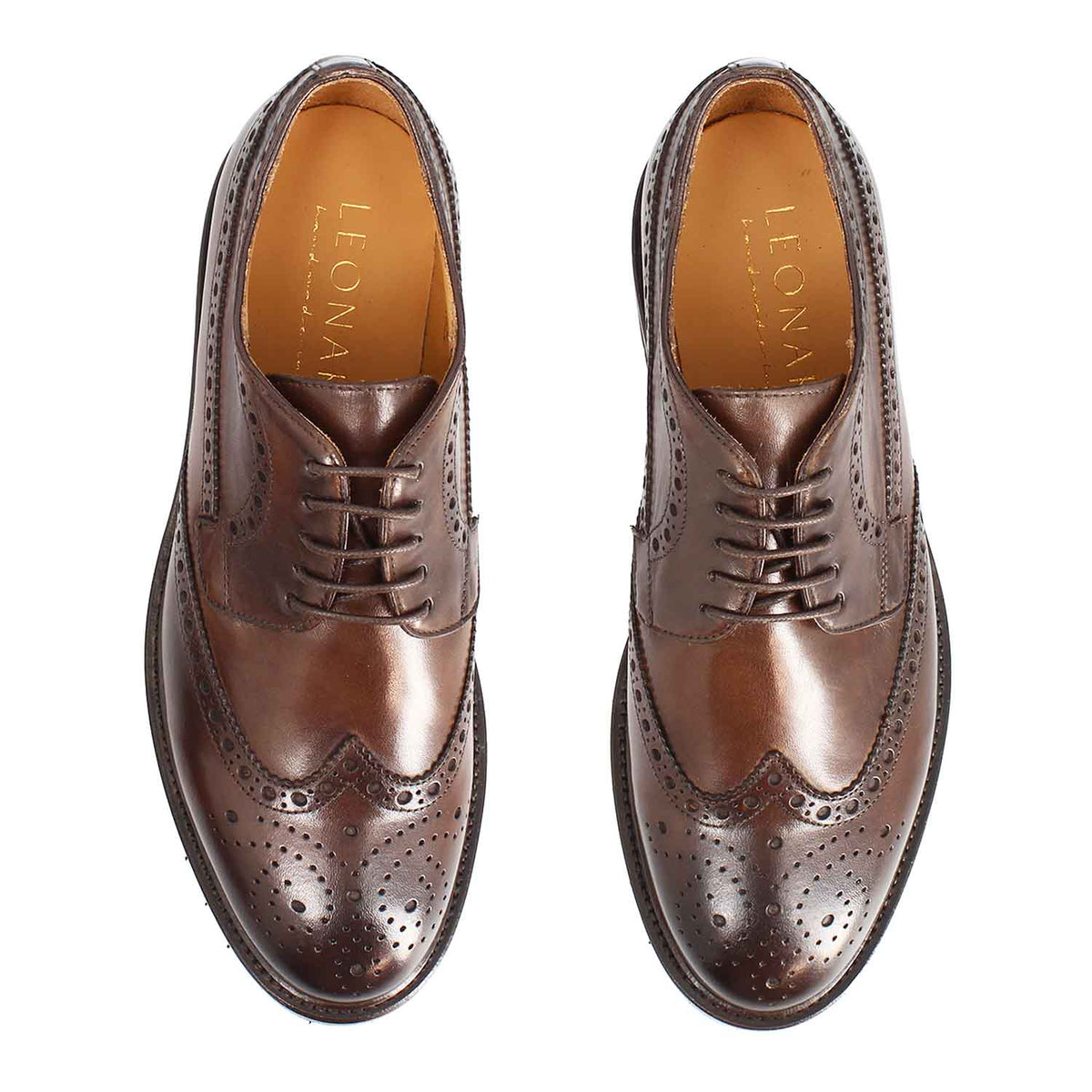 Massimo dark brown brogue derby with five pairs of eyelets - top view