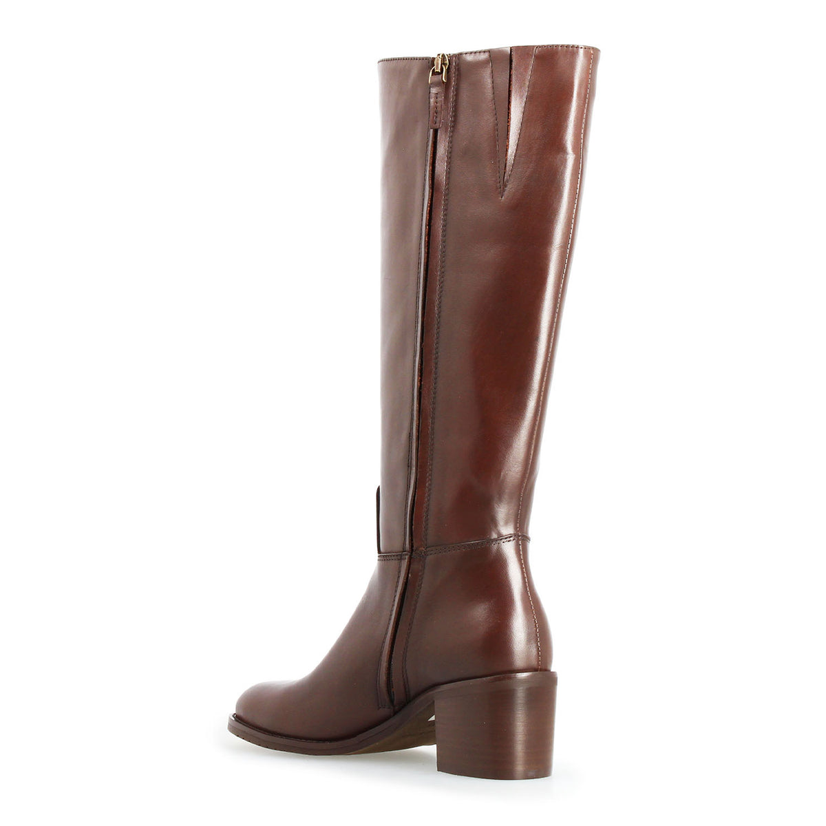 Messala - Botte femme en cuir marron foncé
