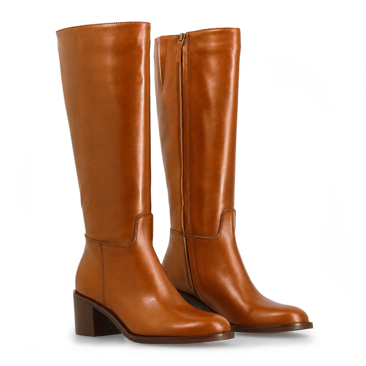 Messala - Botte femme en cuir marron cognac
