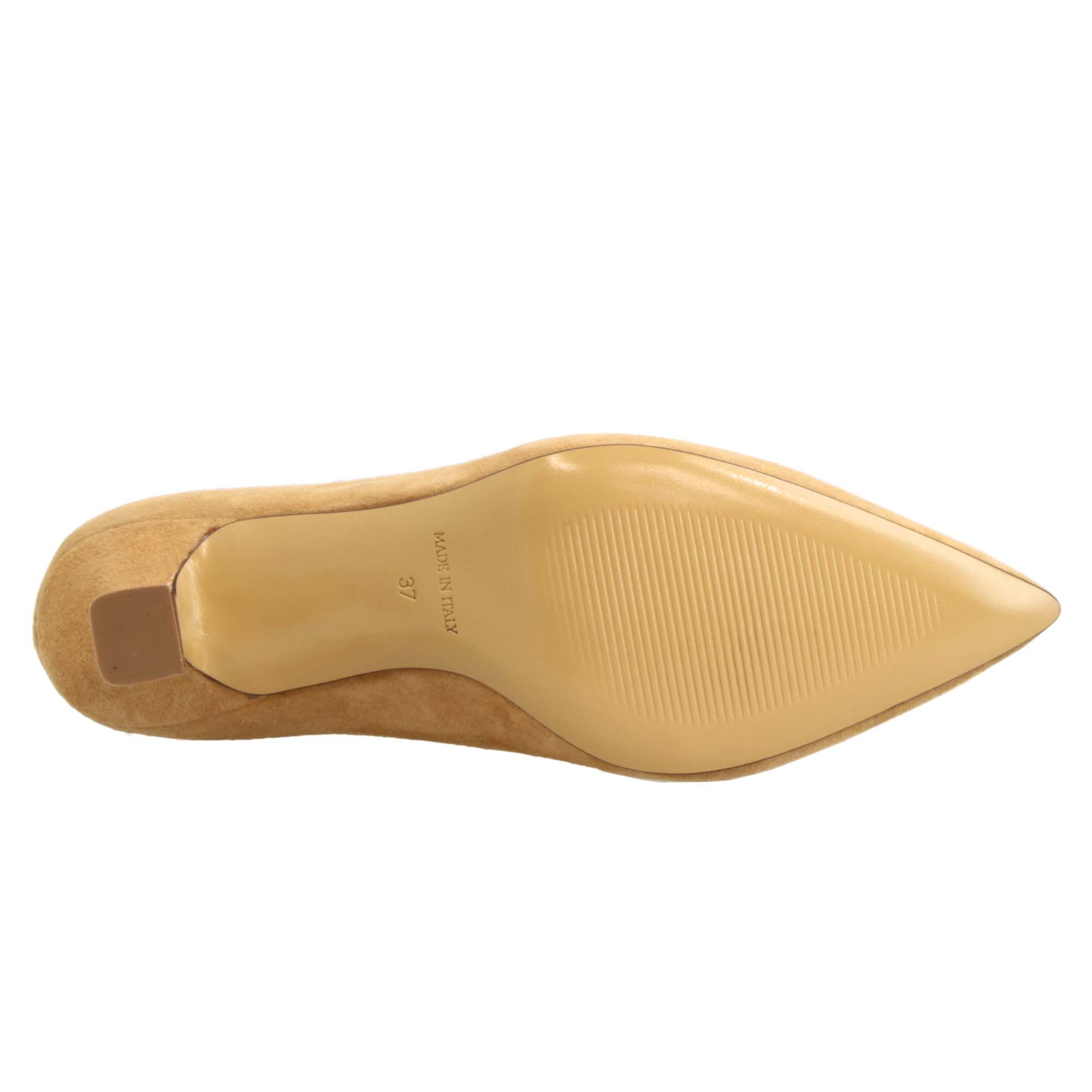 Escarpins à bout pointu en daim beige pour femme avec talon moyen