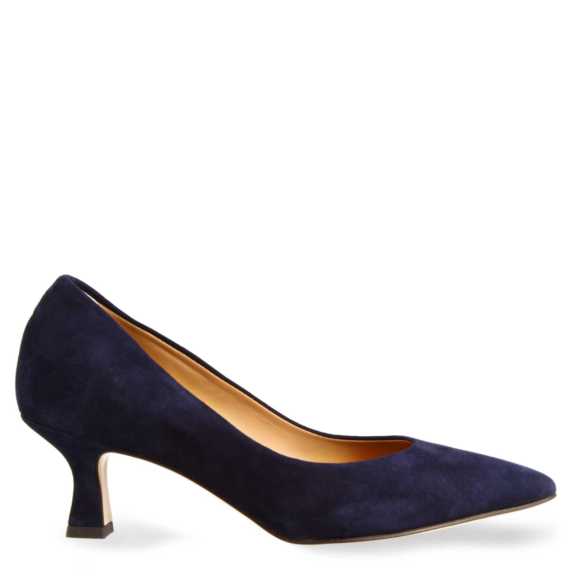 Escarpins à bout pointu et talon moyen pour femme en daim bleu