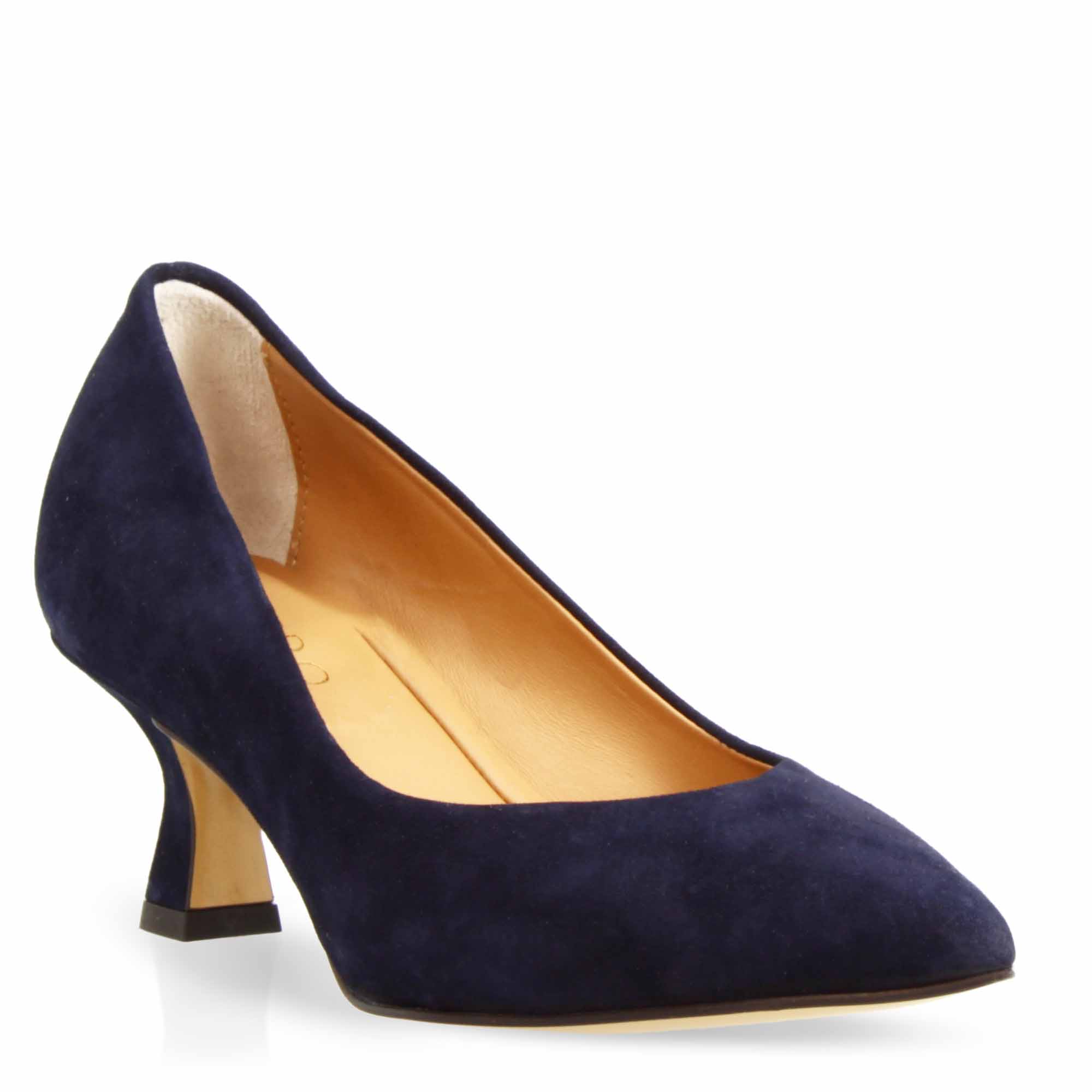 Escarpins à bout pointu et talon moyen pour femme en daim bleu