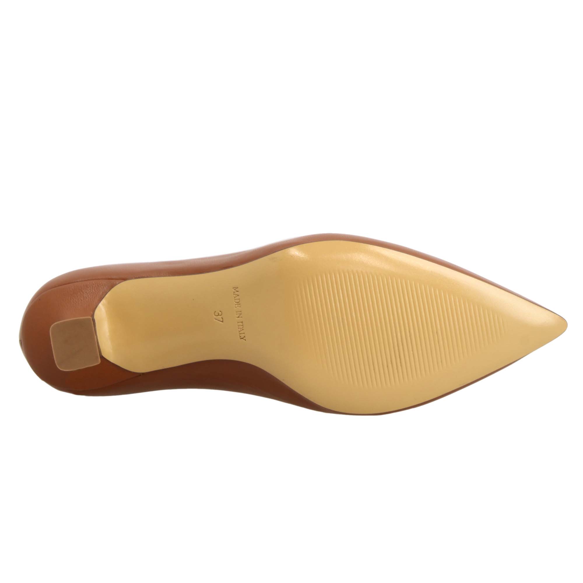 Escarpins en cuir marron pour femme à bout pointu et talon moyen